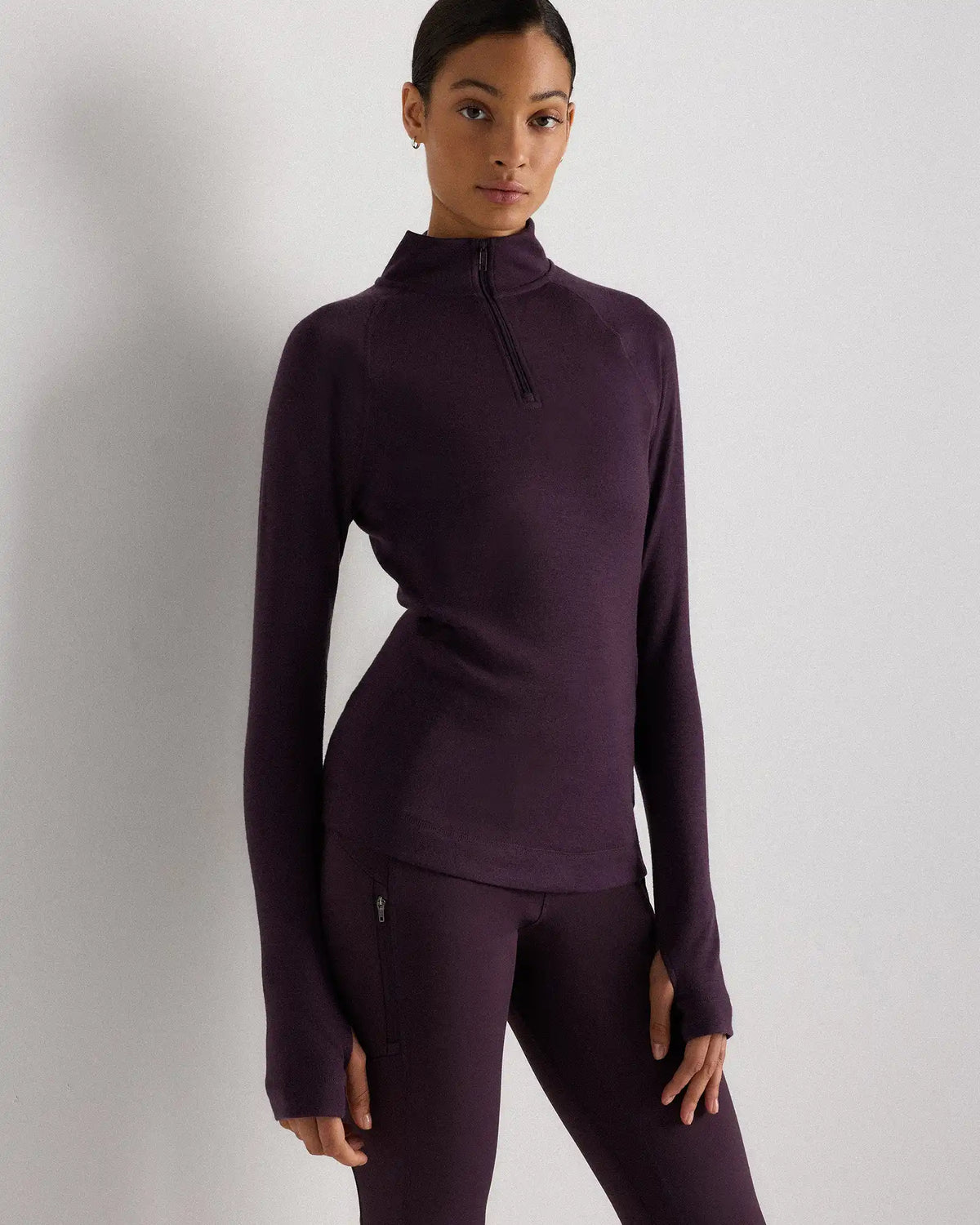 100% Merino Wool Cold Weather Base Layer 1/4 Zip