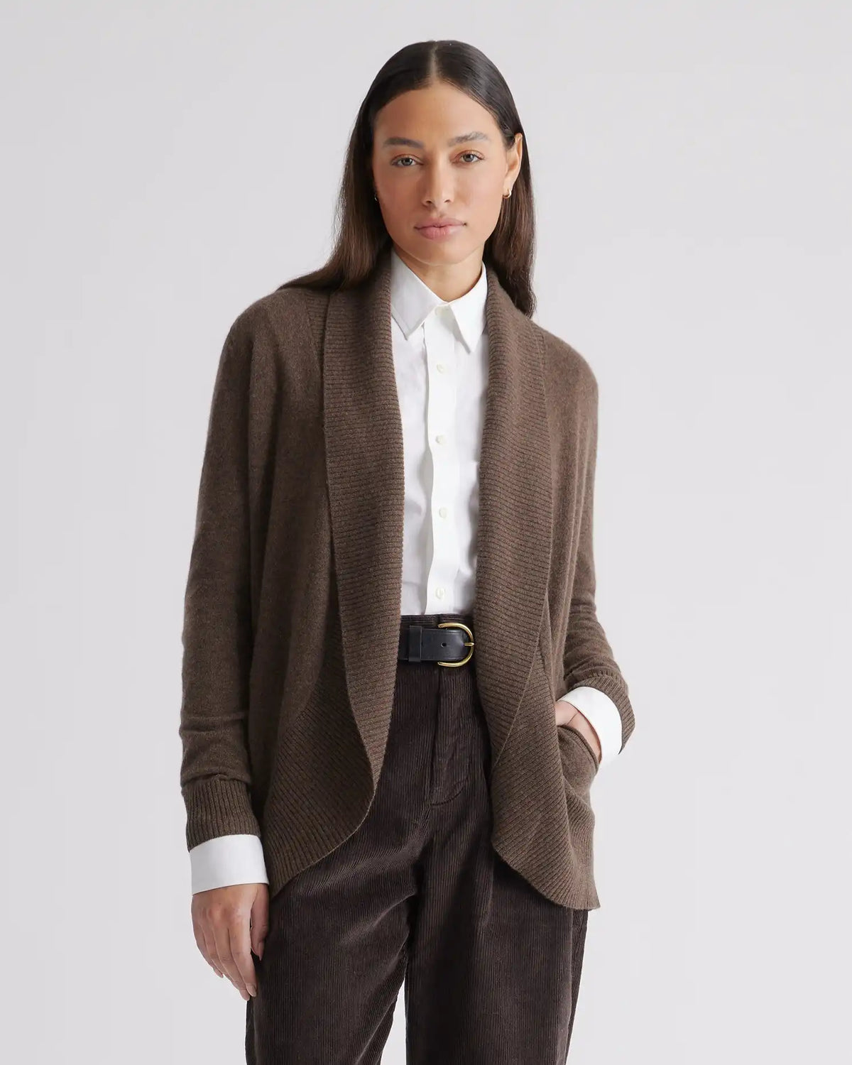 Mongolian Spring Cashmere Open Cardigan Sweater