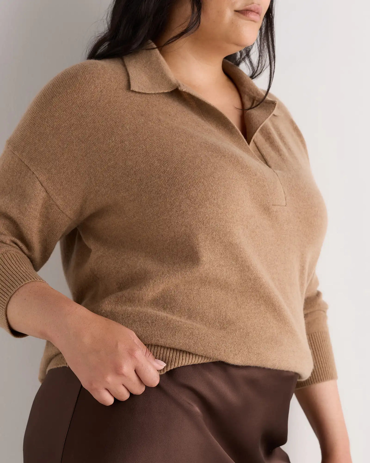 Mongolian Cashmere Polo Sweater