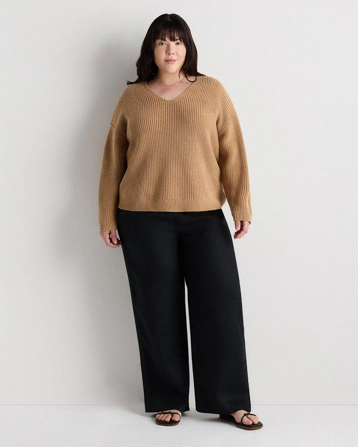 100% Organic Cotton Fisherman V-Neck Sweater