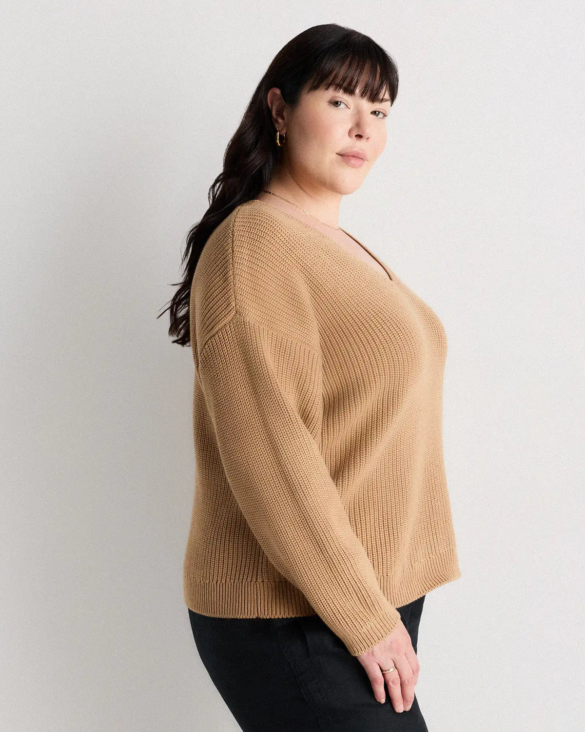 100% Organic Cotton Fisherman V-Neck Sweater