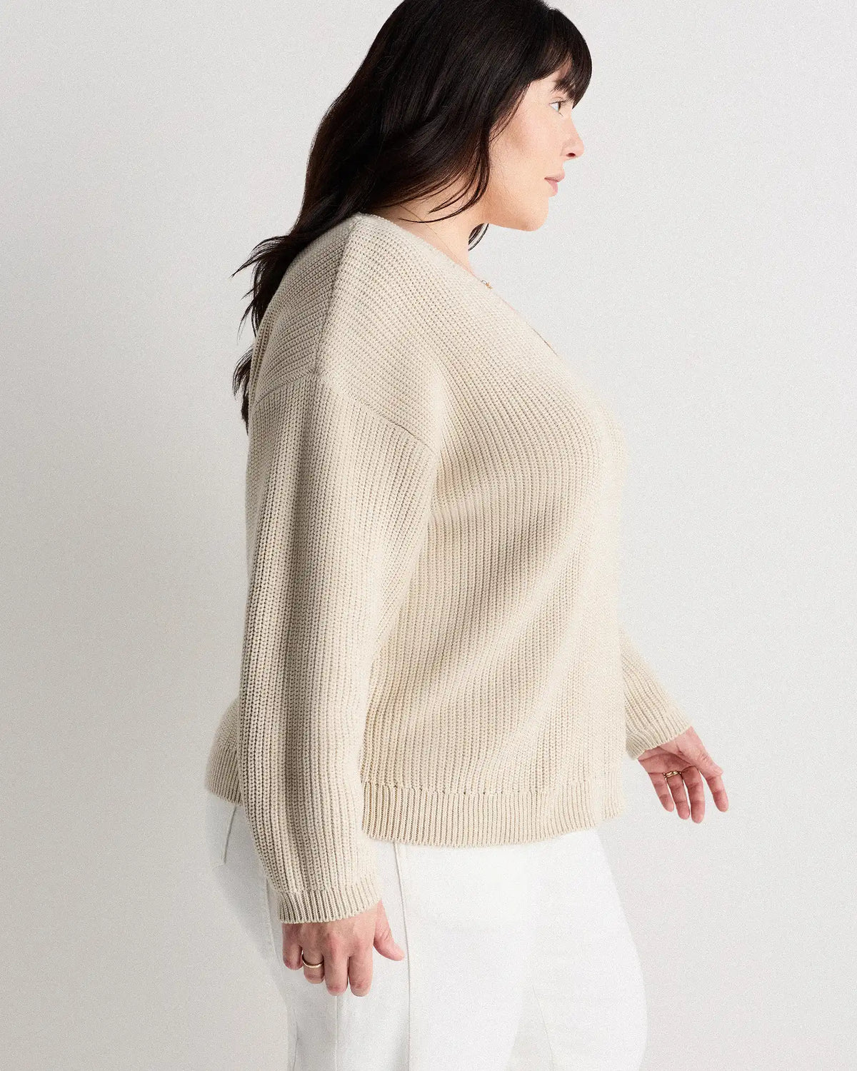 100% Organic Cotton Fisherman V-Neck Sweater
