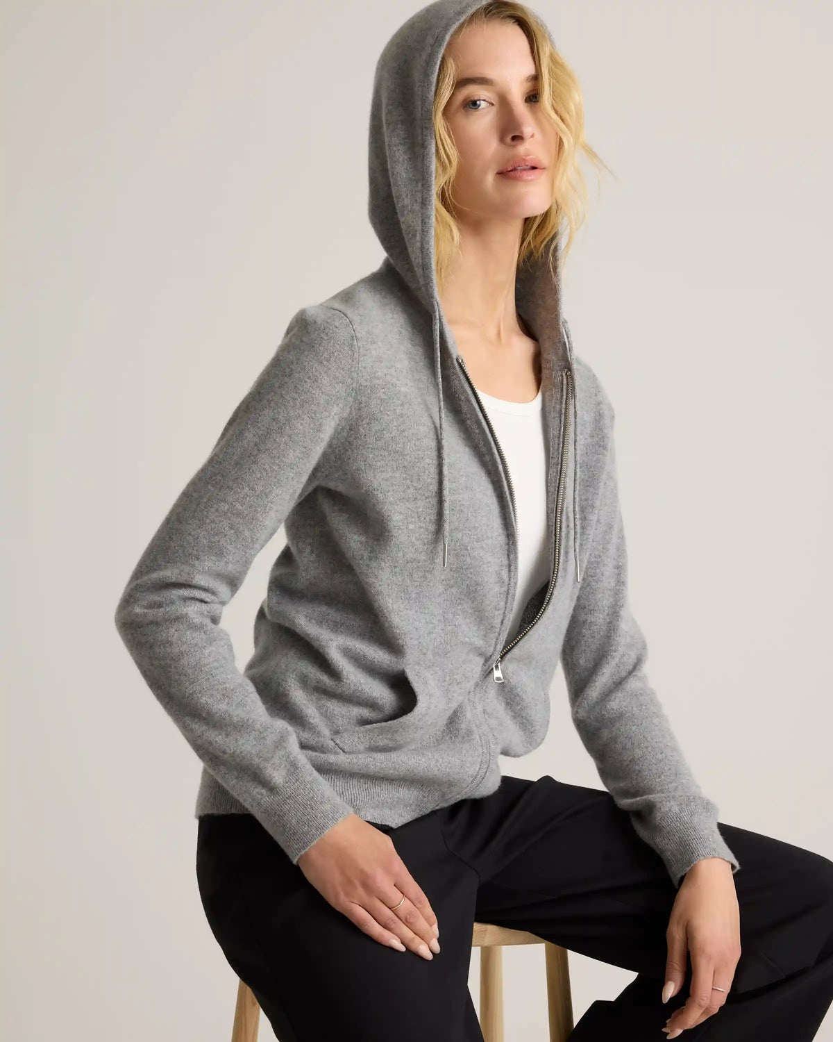Mongolian Cashmere Full-Zip Hoodie