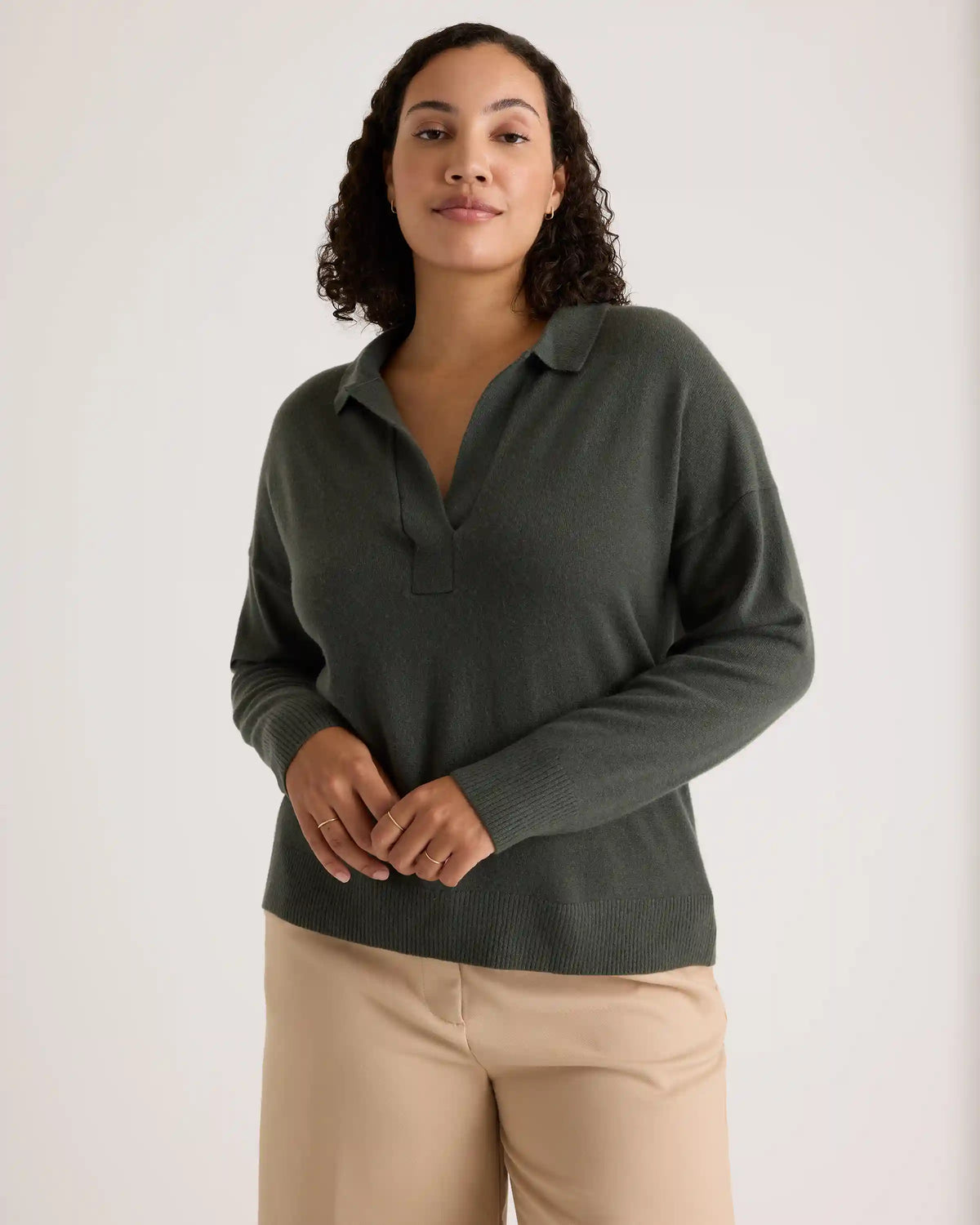 Mongolian Spring Cashmere Polo Sweater