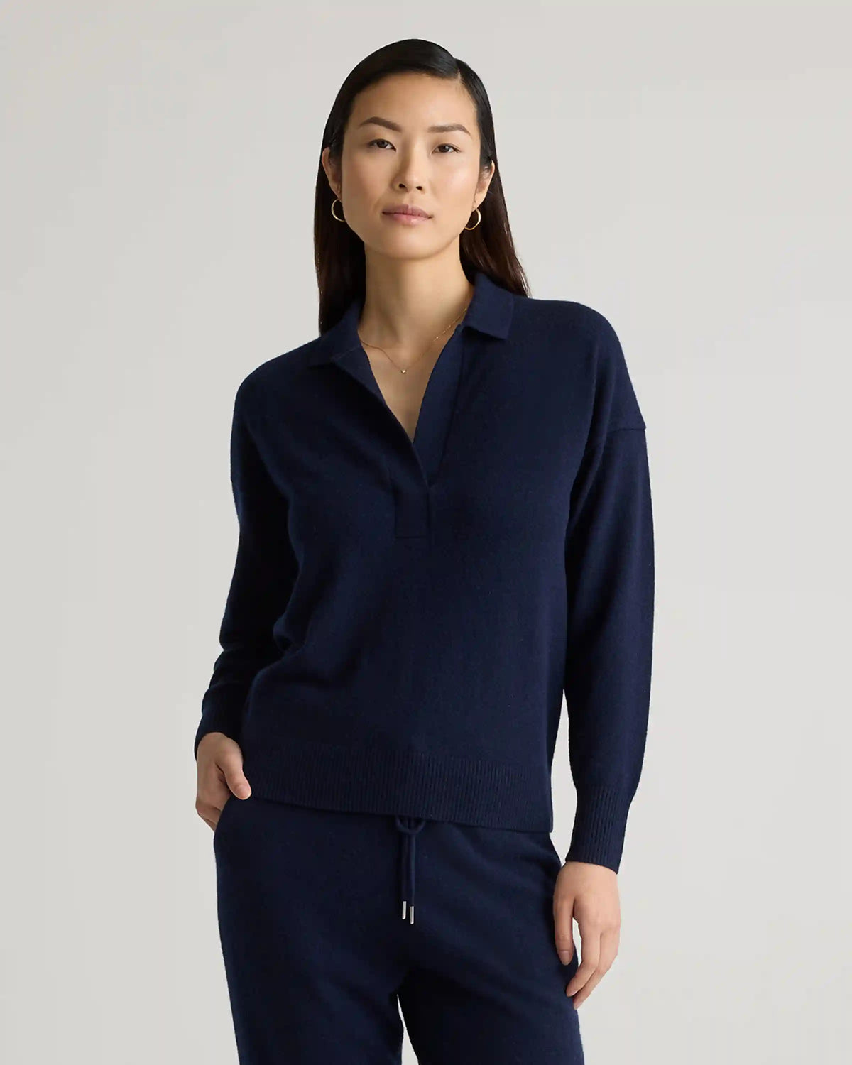 Mongolian Cashmere Polo Sweater