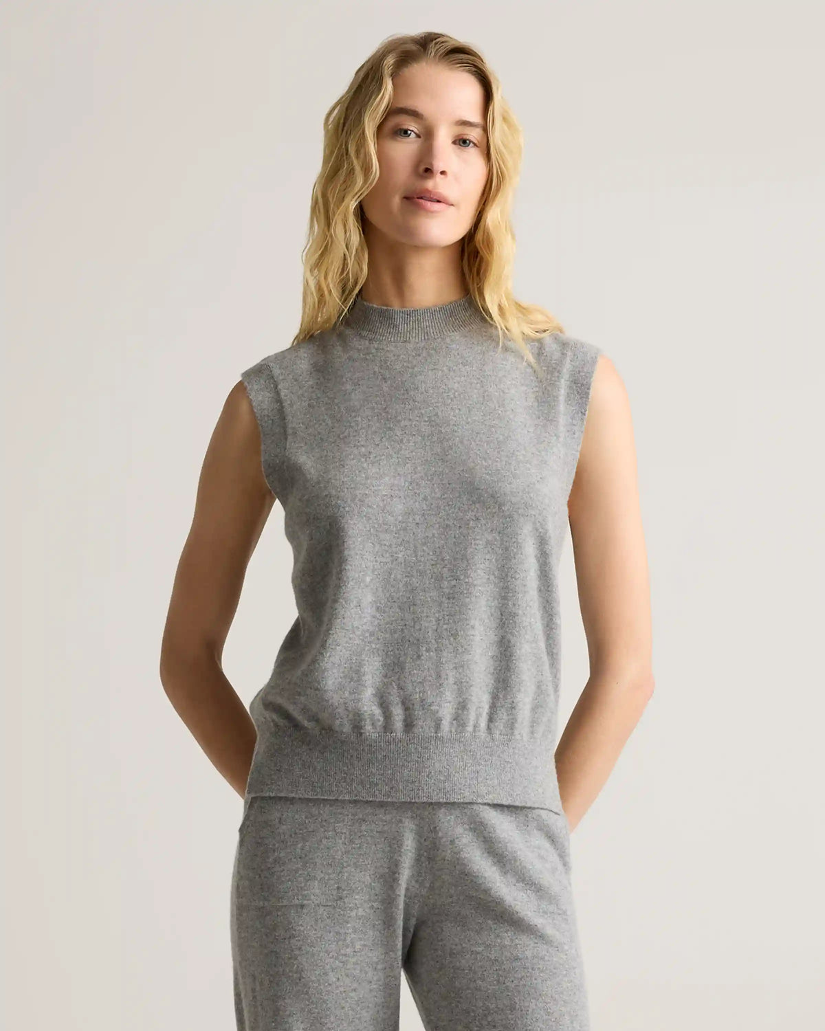 Mongolian Cashmere Mock Neck Sweater Vest