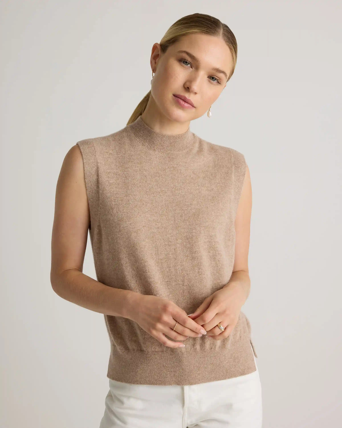 Mongolian Cashmere Mock Neck Sweater Vest