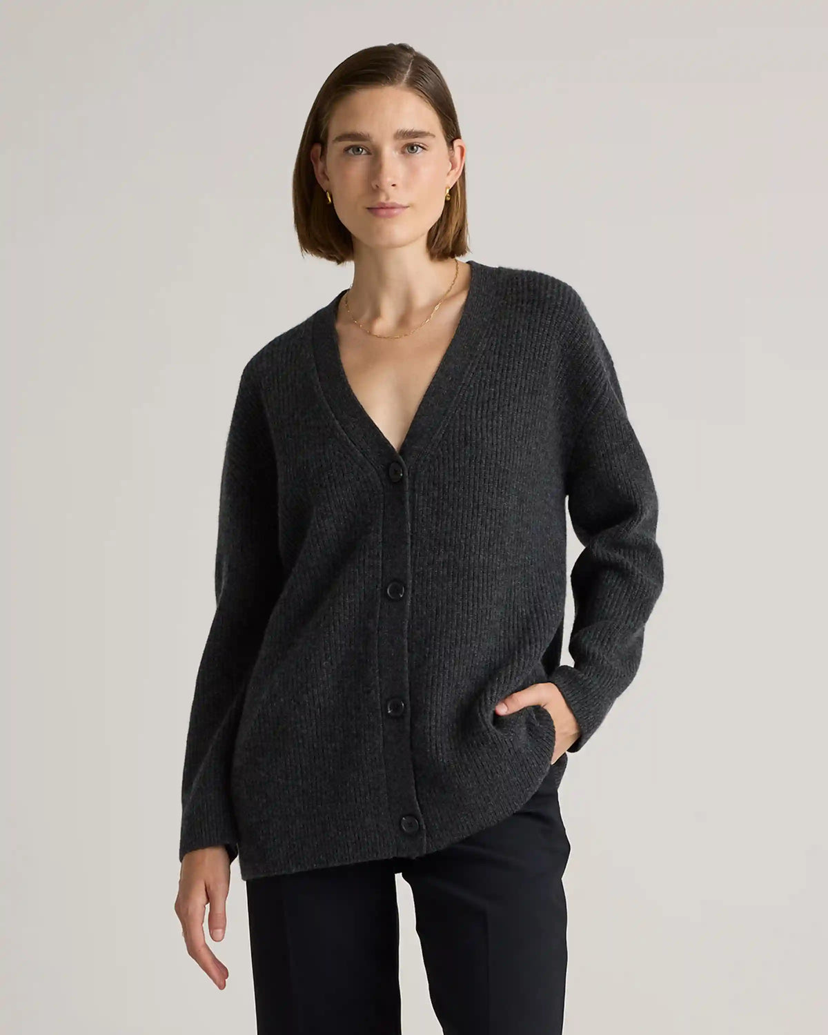 Mongolian Spring Cashmere Oversized Boyfriend Cardigan Sweater