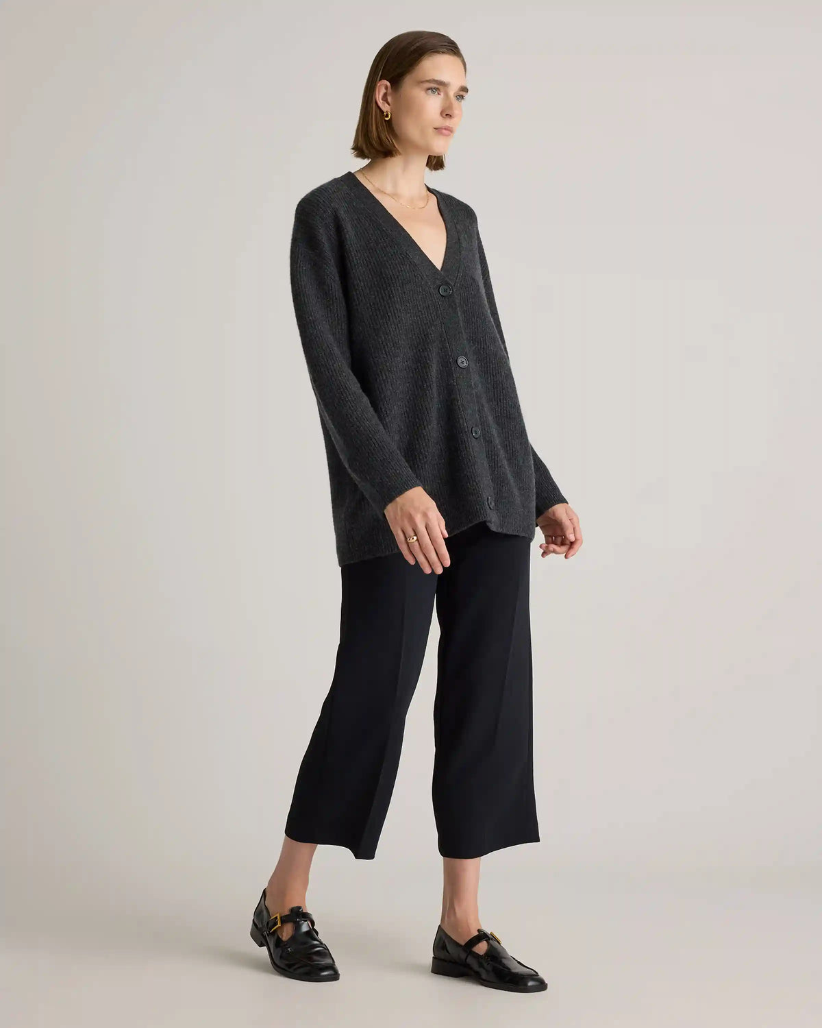 Mongolian Spring Cashmere Oversized Boyfriend Cardigan Sweater