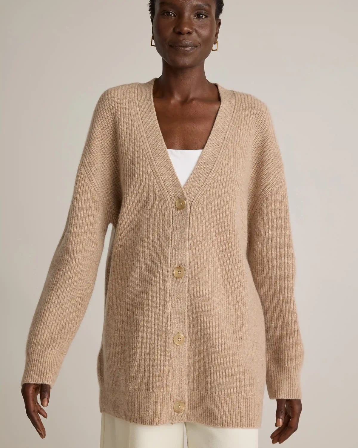 Mongolian Cashmere Oversized Boyfriend Cardigan Sweater