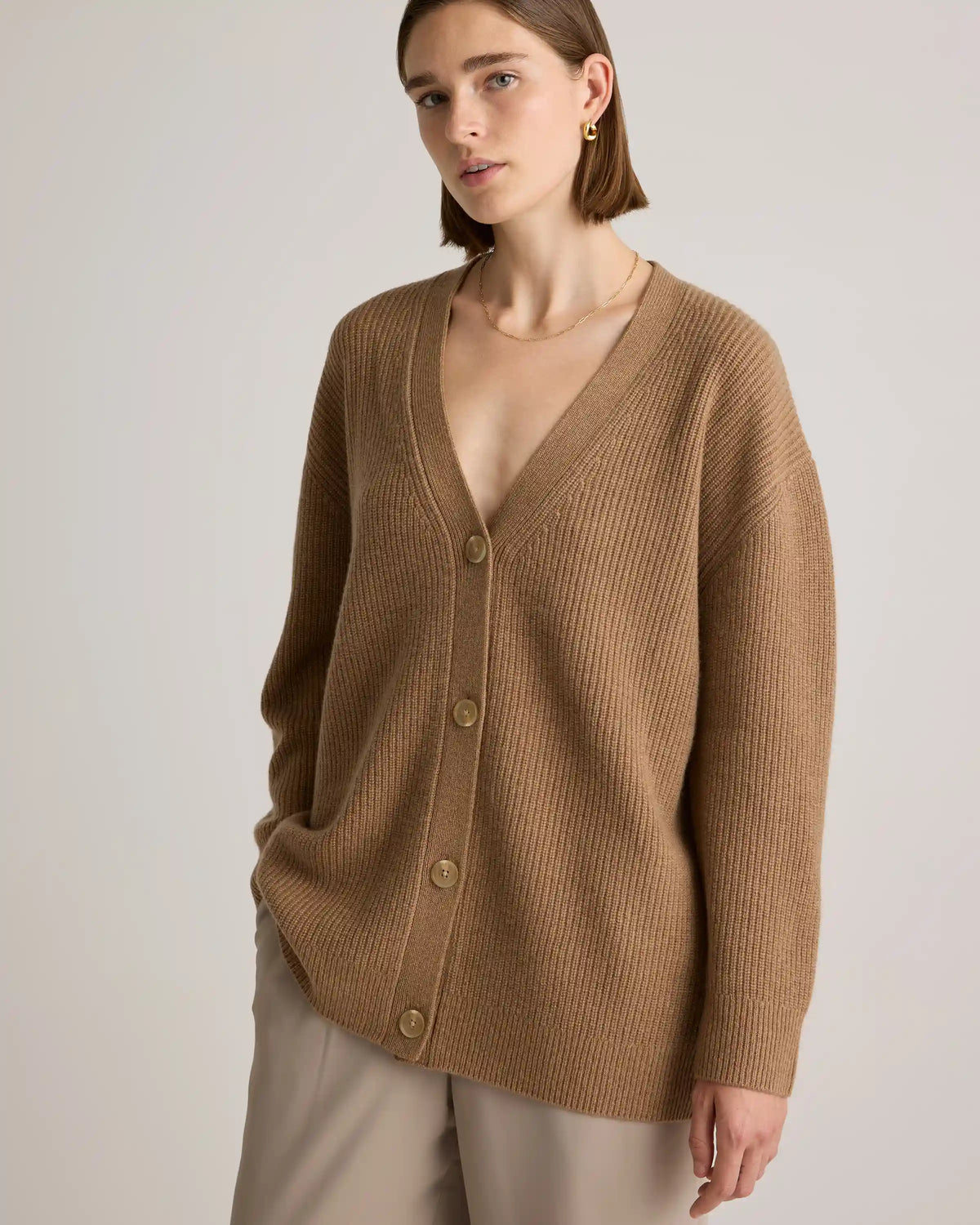 Mongolian Cashmere Oversized Boyfriend Cardigan Sweater
