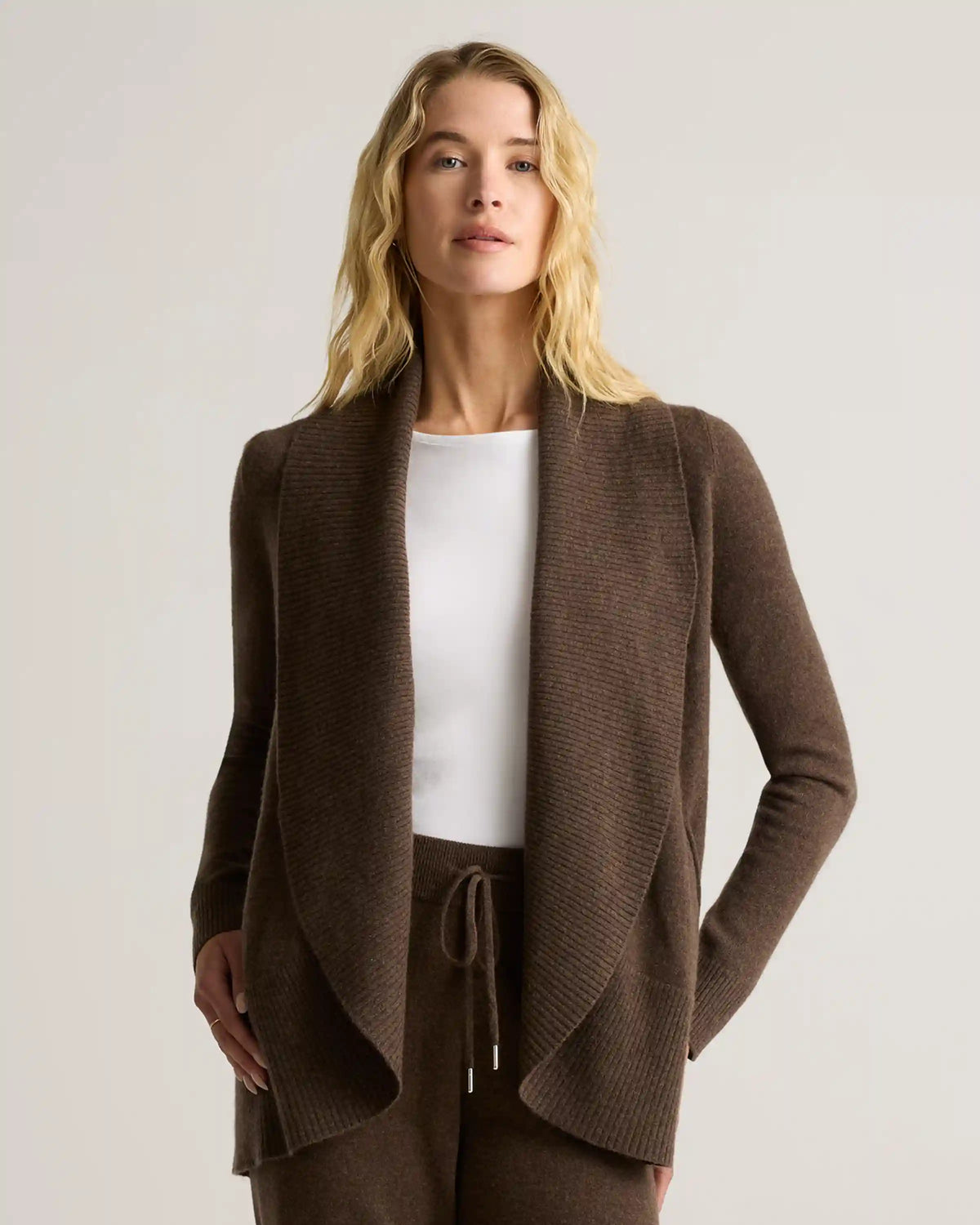 Mongolian Cashmere Open Cardigan Sweater