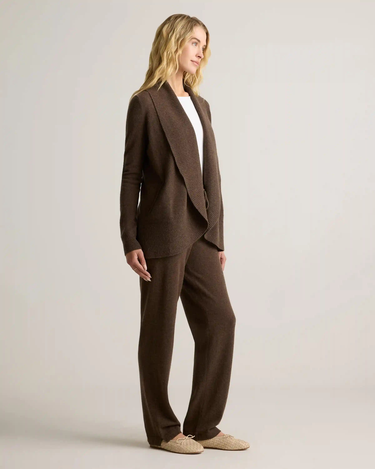 Mongolian Cashmere Open Cardigan Sweater