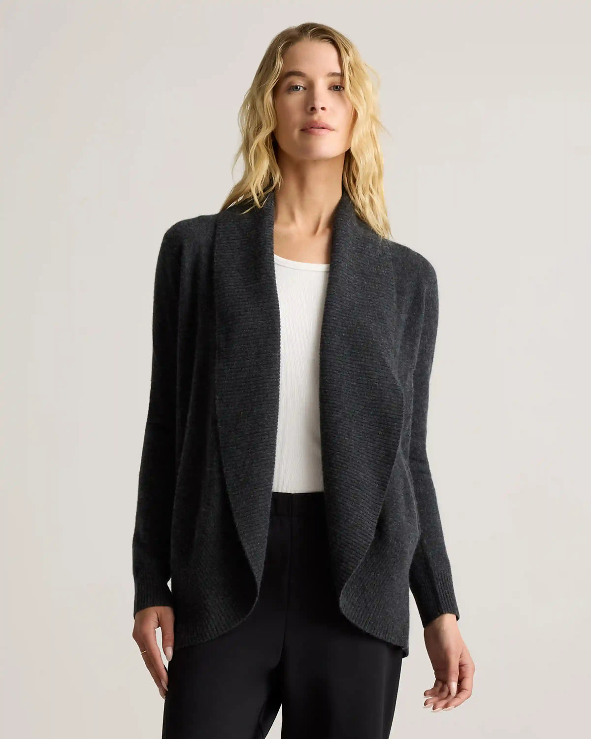 Mongolian Cashmere Open Cardigan Sweater