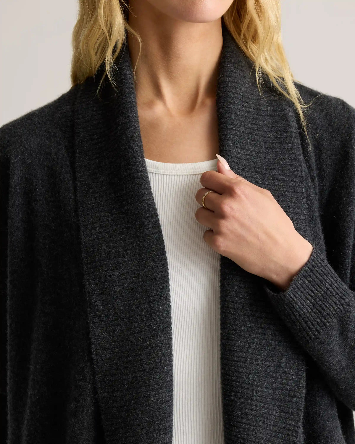 Mongolian Cashmere Open Cardigan Sweater