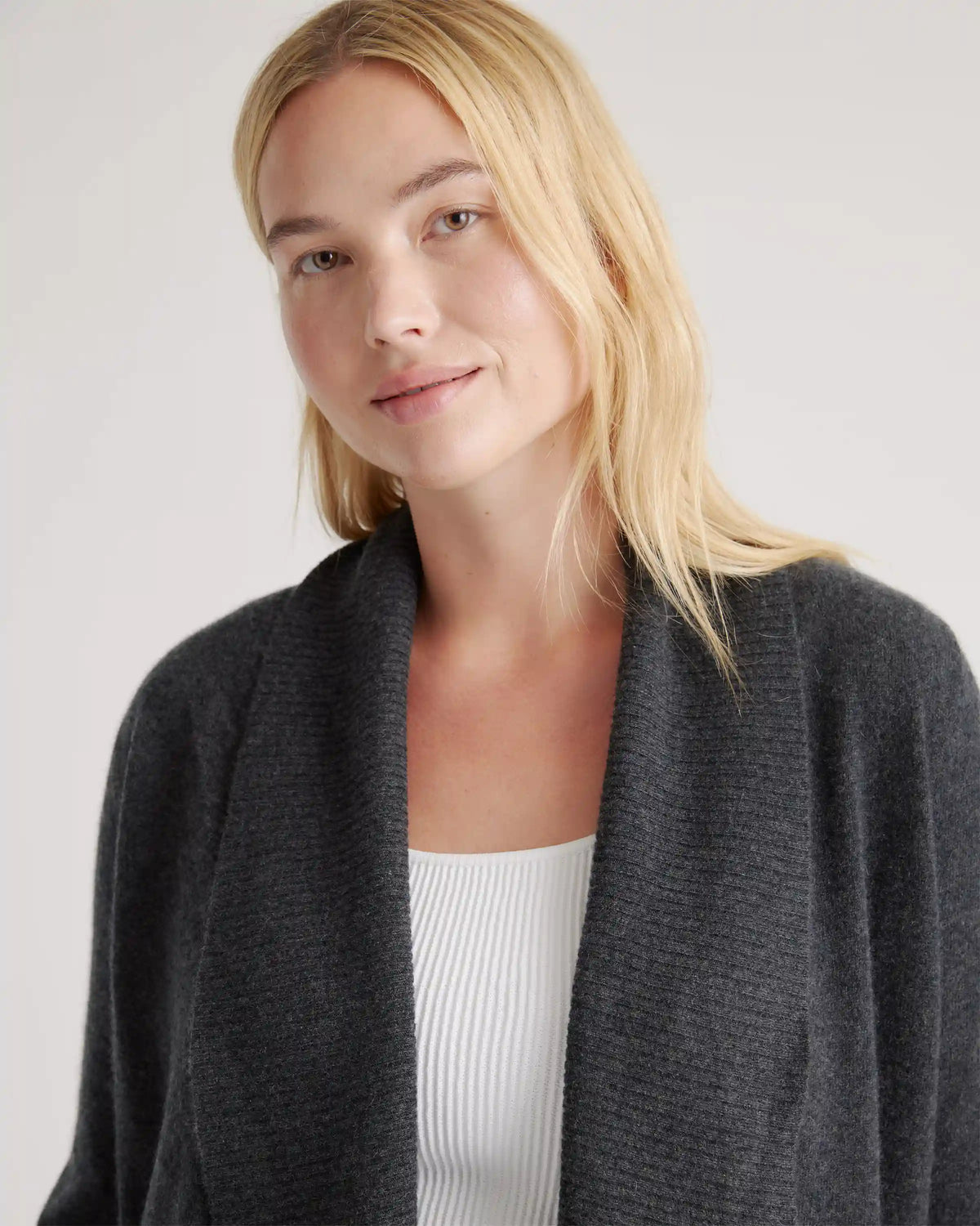 Mongolian Spring Cashmere Open Cardigan Sweater