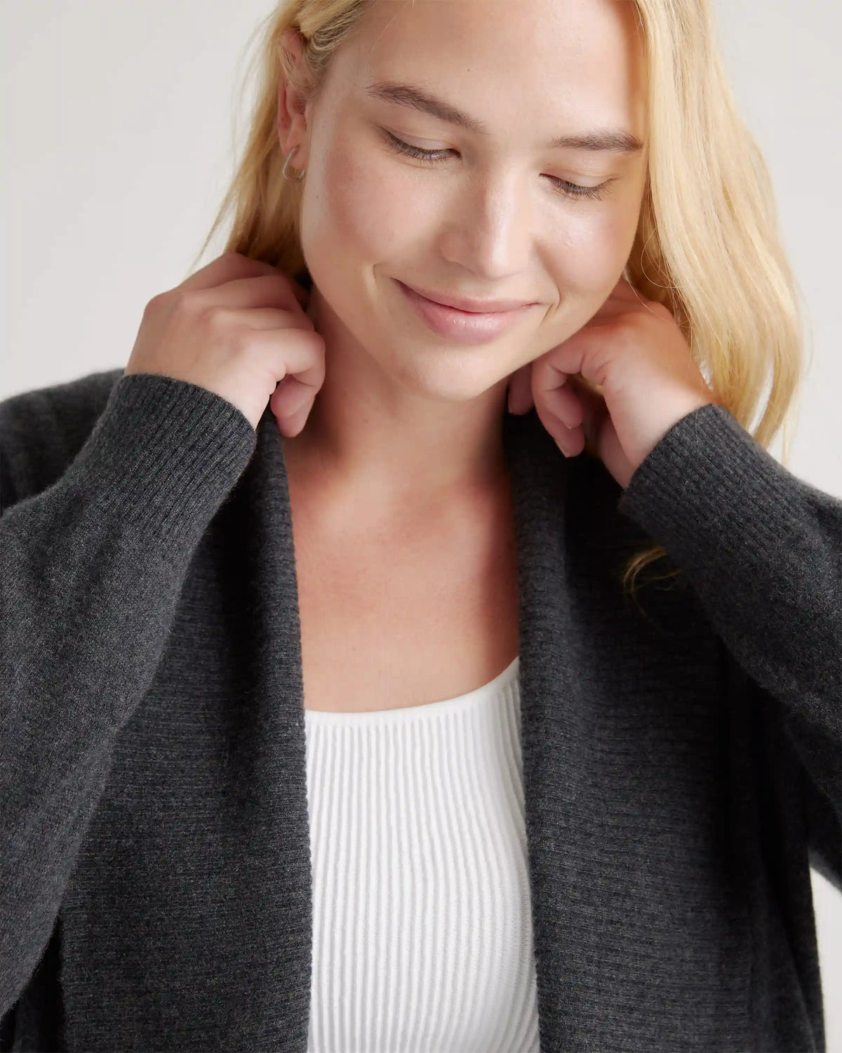 Mongolian Spring Cashmere Open Cardigan Sweater