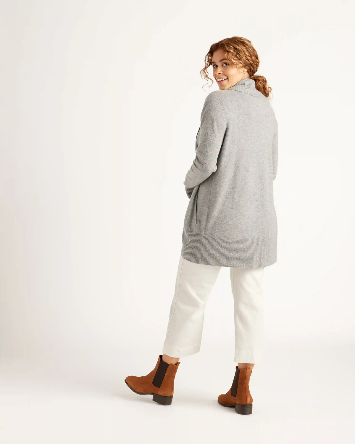 Mongolian Spring Cashmere Open Cardigan Sweater