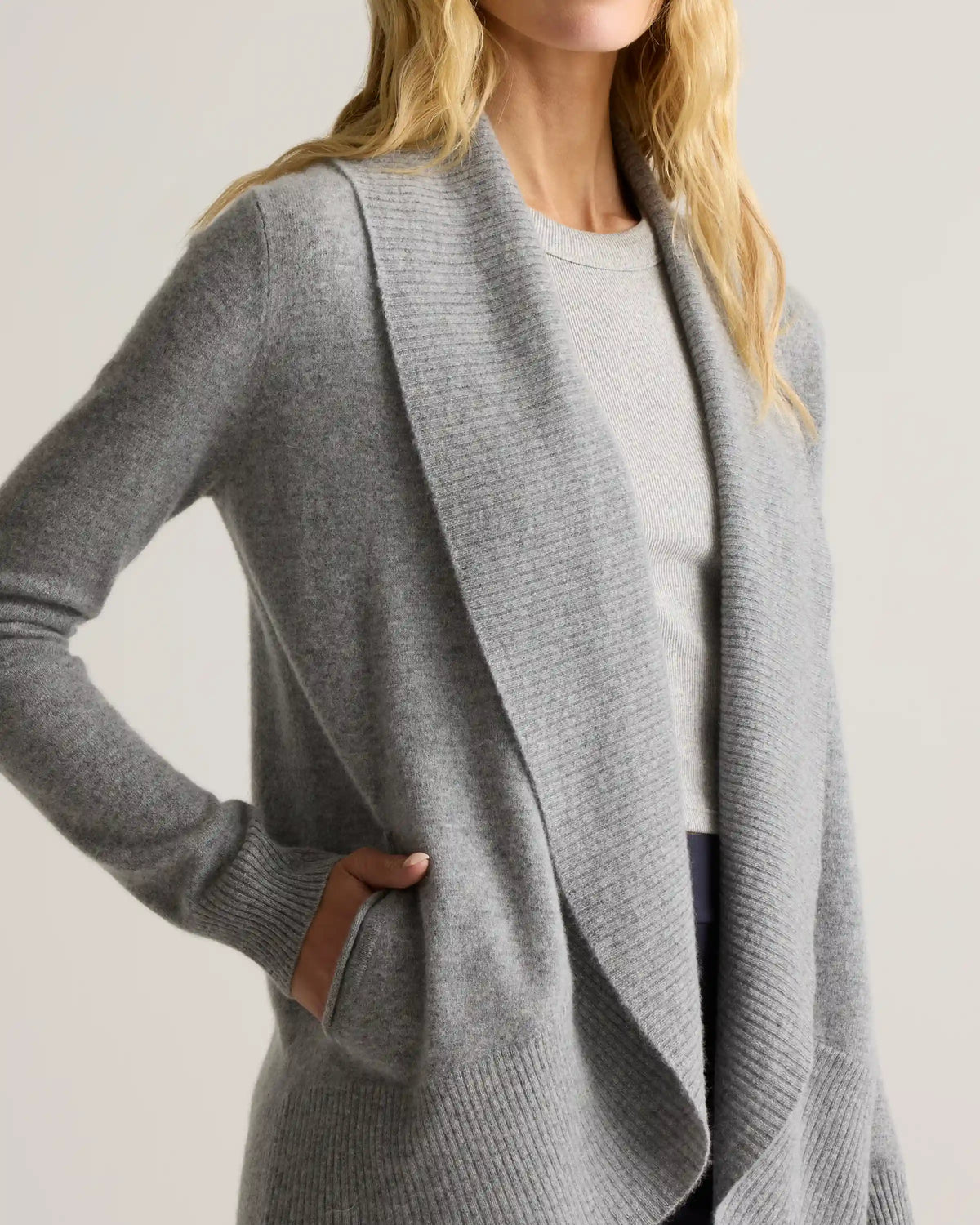 Mongolian Cashmere Open Cardigan Sweater