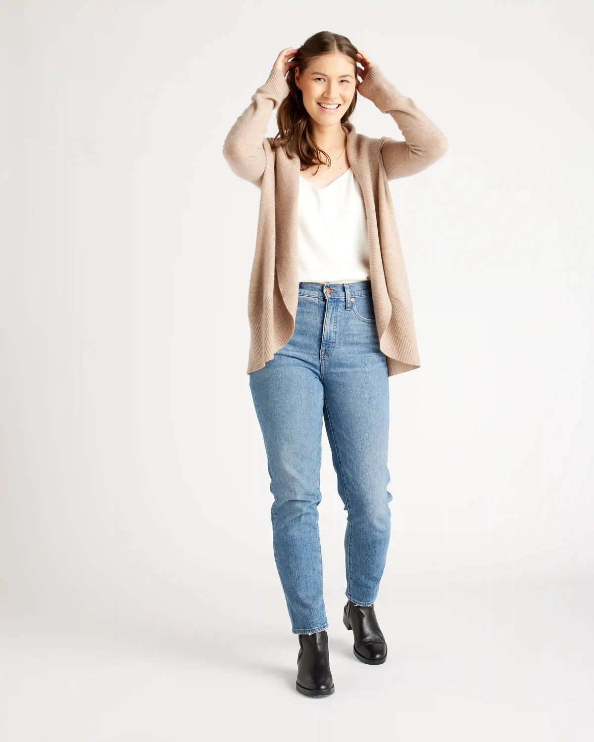 Mongolian Cashmere Open Cardigan Sweater