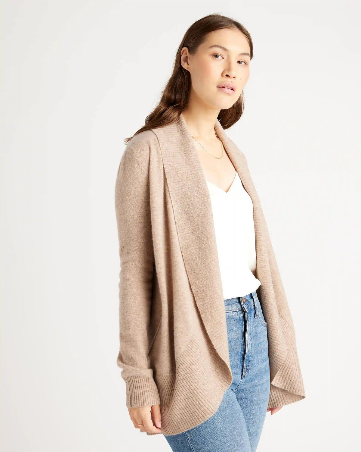 Mongolian Cashmere Open Cardigan Sweater