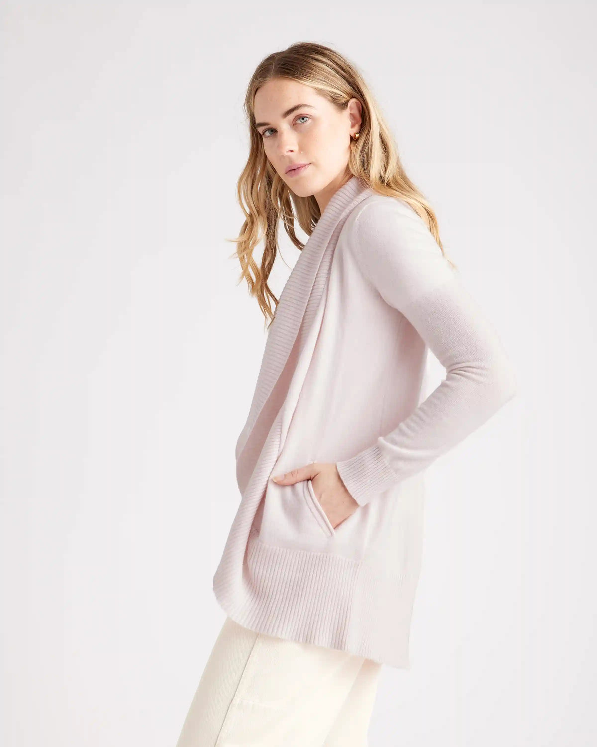 Mongolian Cashmere Open Cardigan Sweater