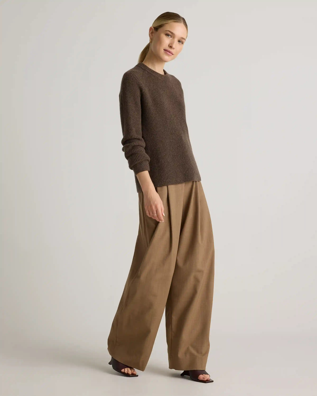 Mongolian Cashmere Fisherman Crewneck Sweater