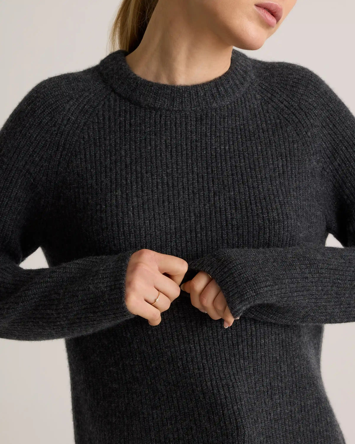Mongolian Spring Cashmere Fisherman Crewneck Sweater