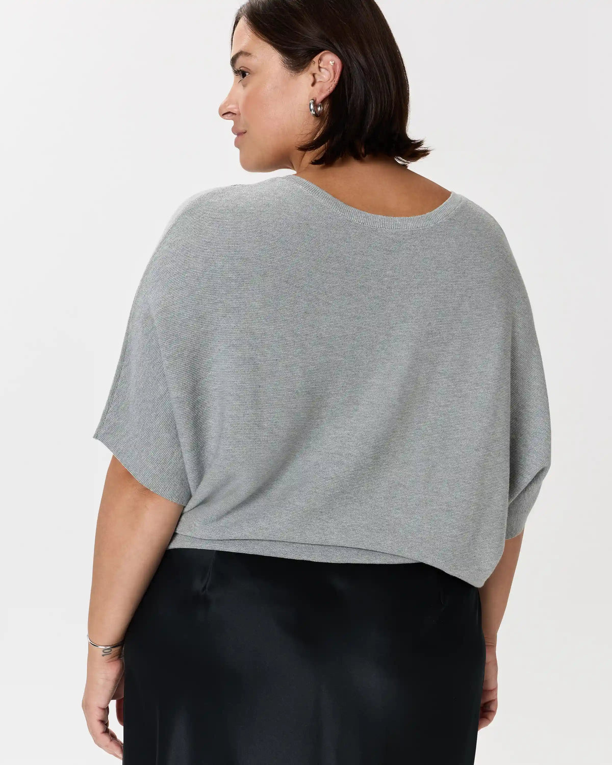 Lightweight Cotton Cashmere Link-Stitch Dolman Sweater