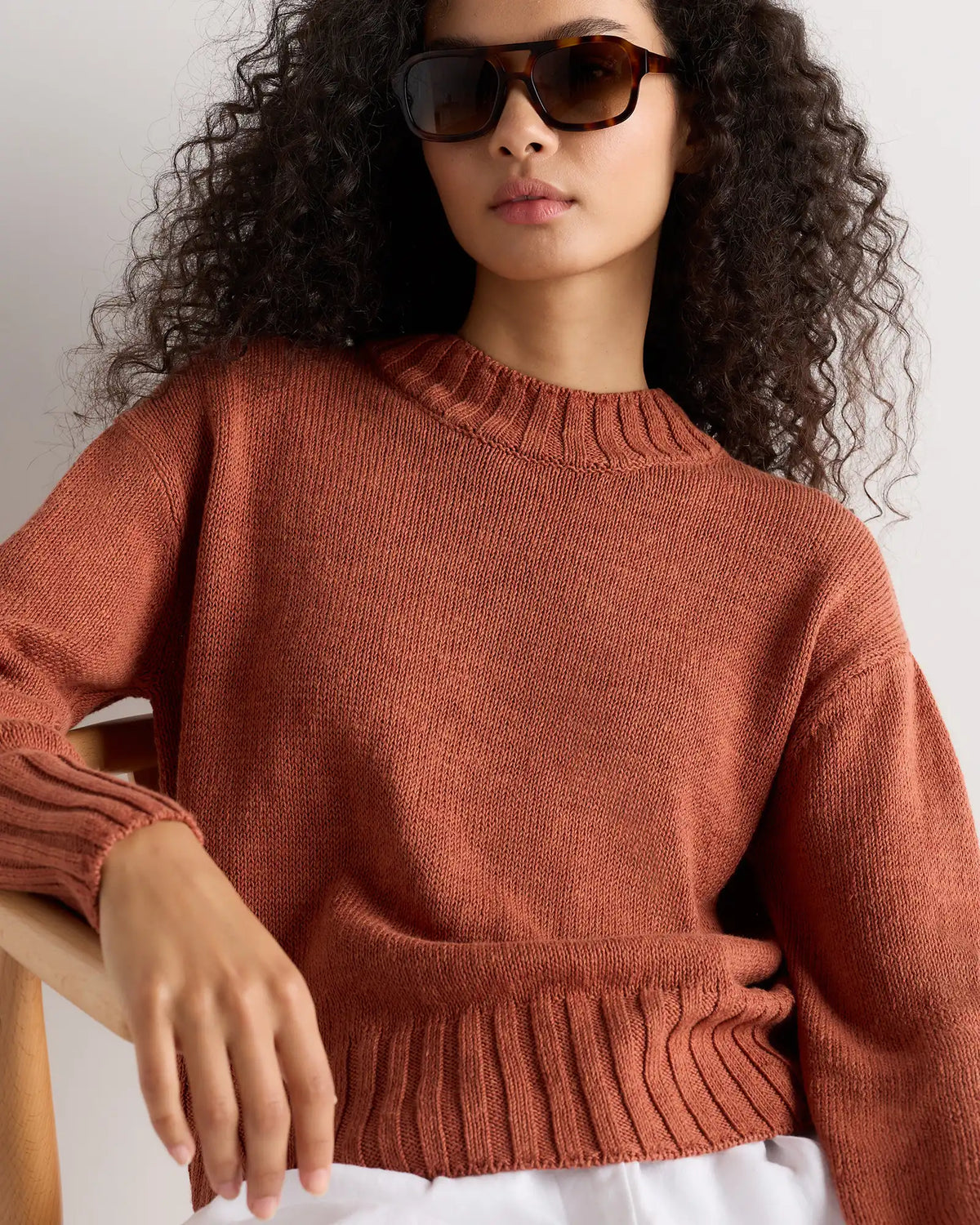 Cotton Linen Relaxed Crew Sweater