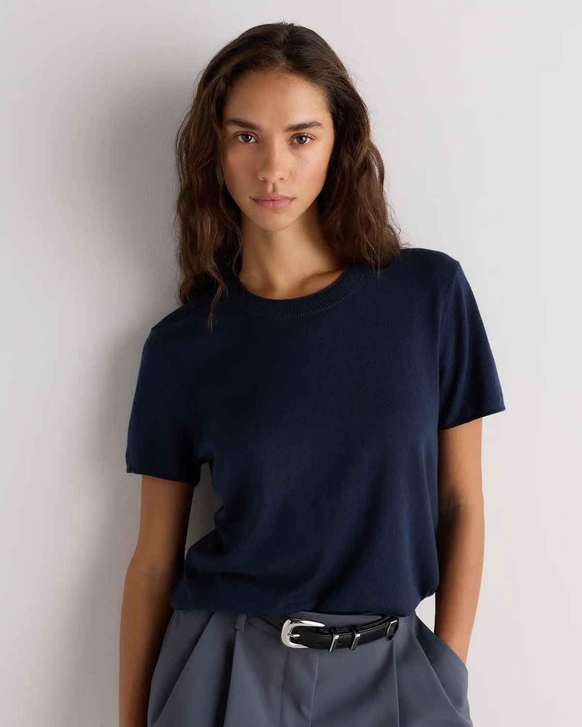 Lightweight Cotton Cashmere Relaxed Sweater Tee