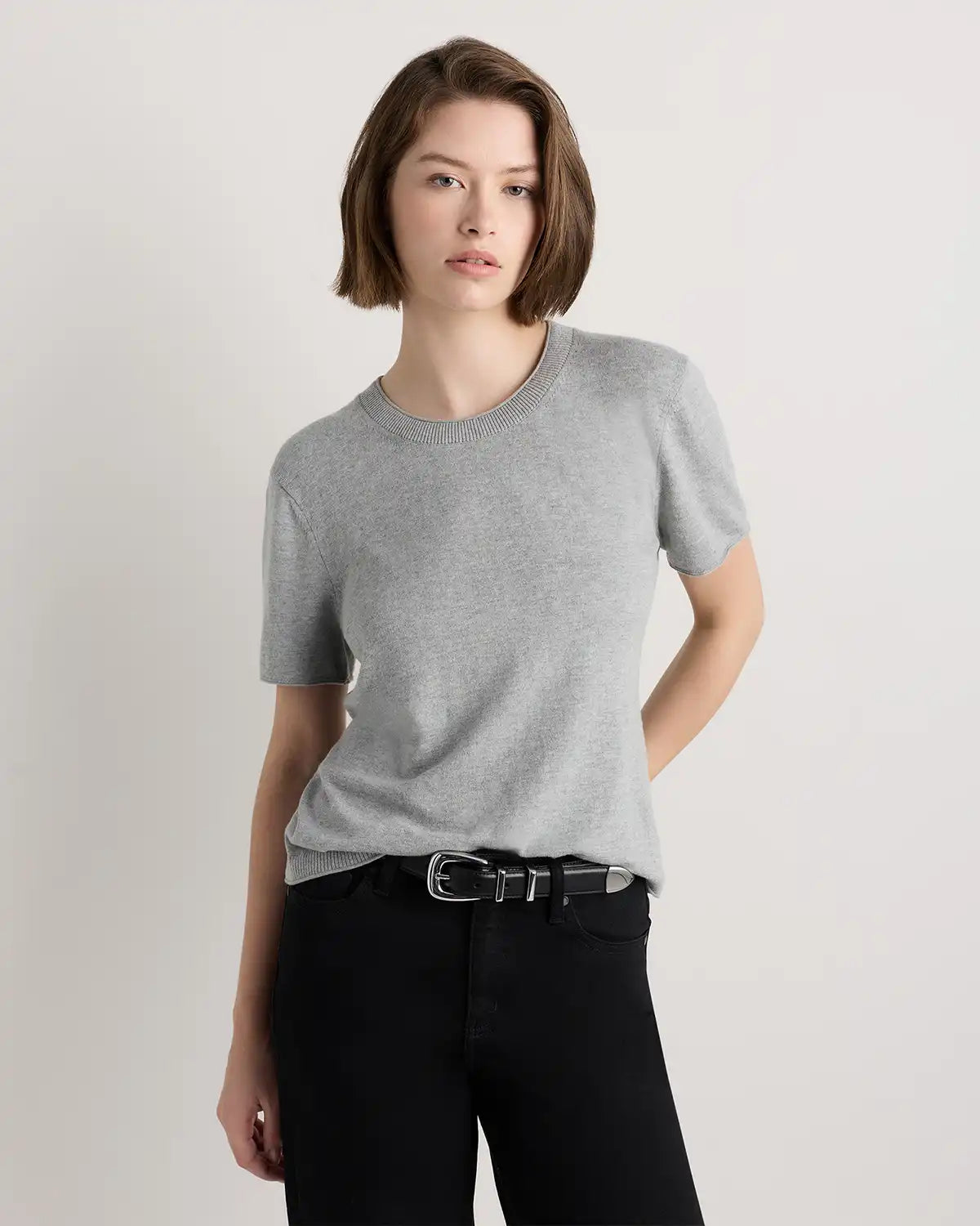 Lightweight Cotton Cashmere Relaxed Sweater Tee