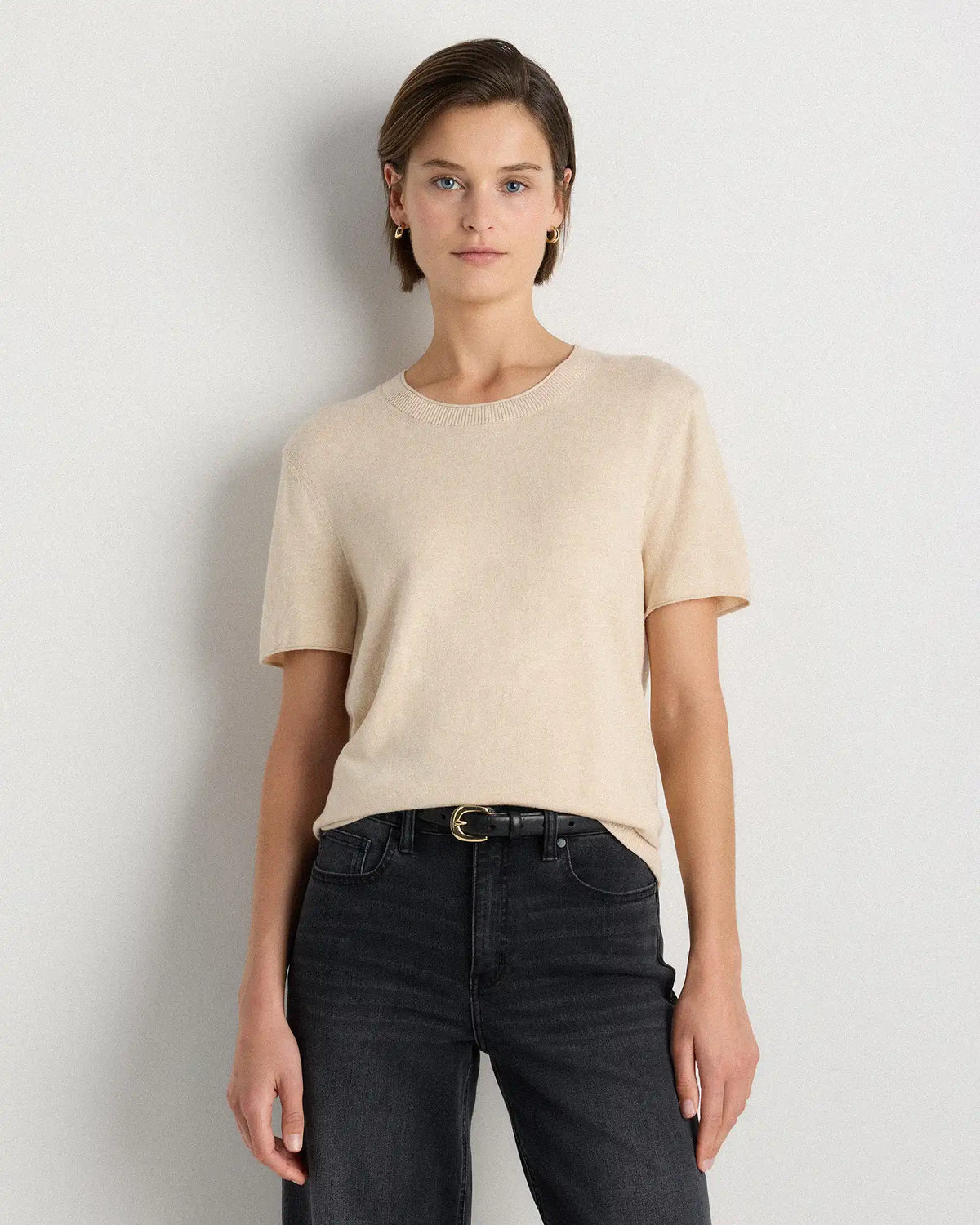 Lightweight Cotton Cashmere Relaxed Sweater Tee