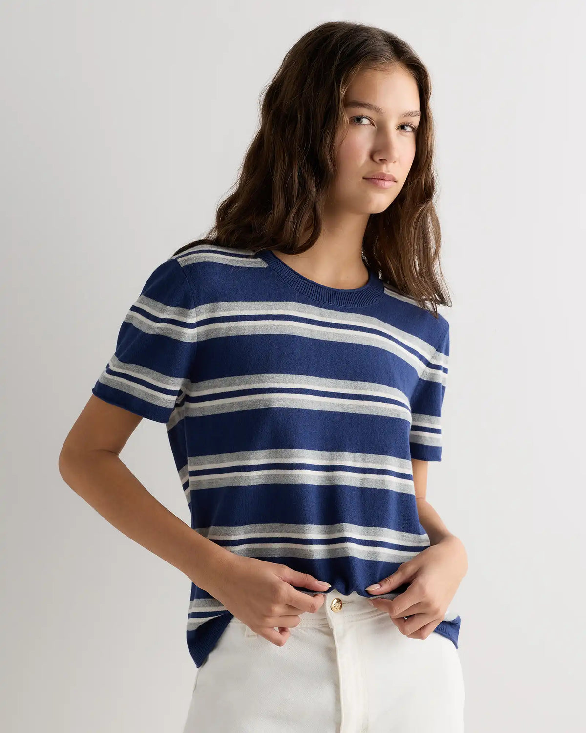 Lightweight Cotton Cashmere Relaxed Sweater Tee