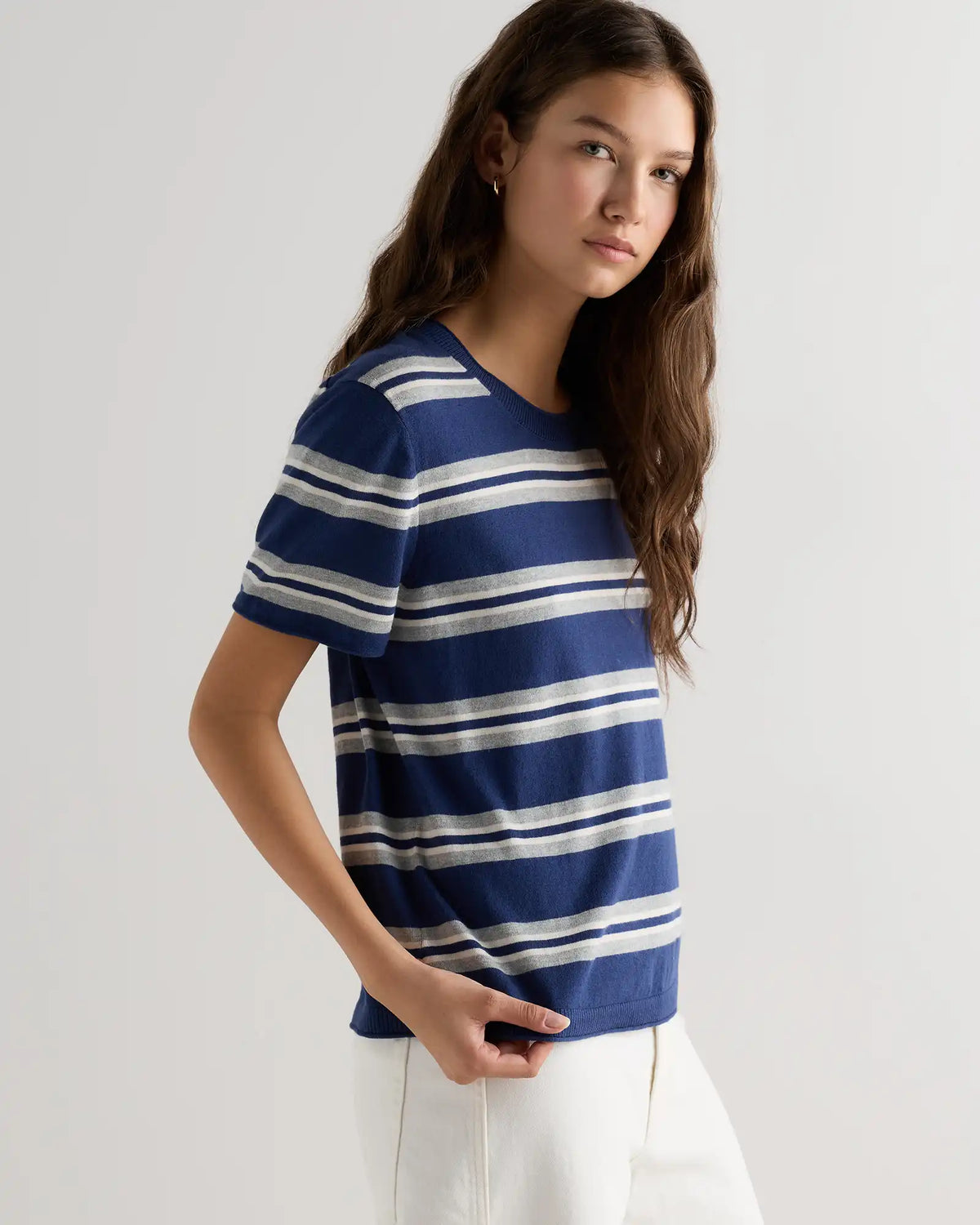 Lightweight Cotton Cashmere Relaxed Sweater Tee