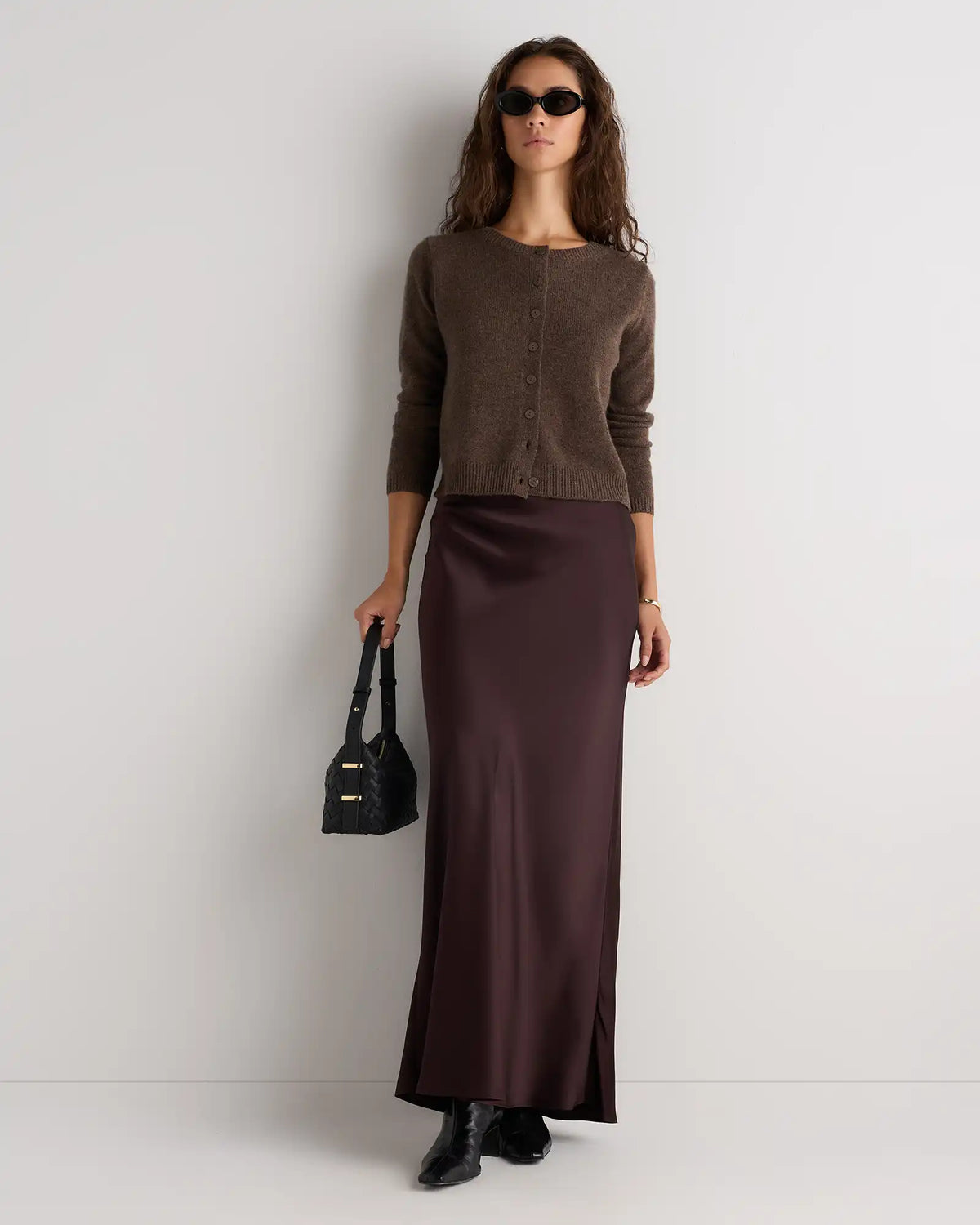 Mongolian Cashmere Cropped Crew Cardigan