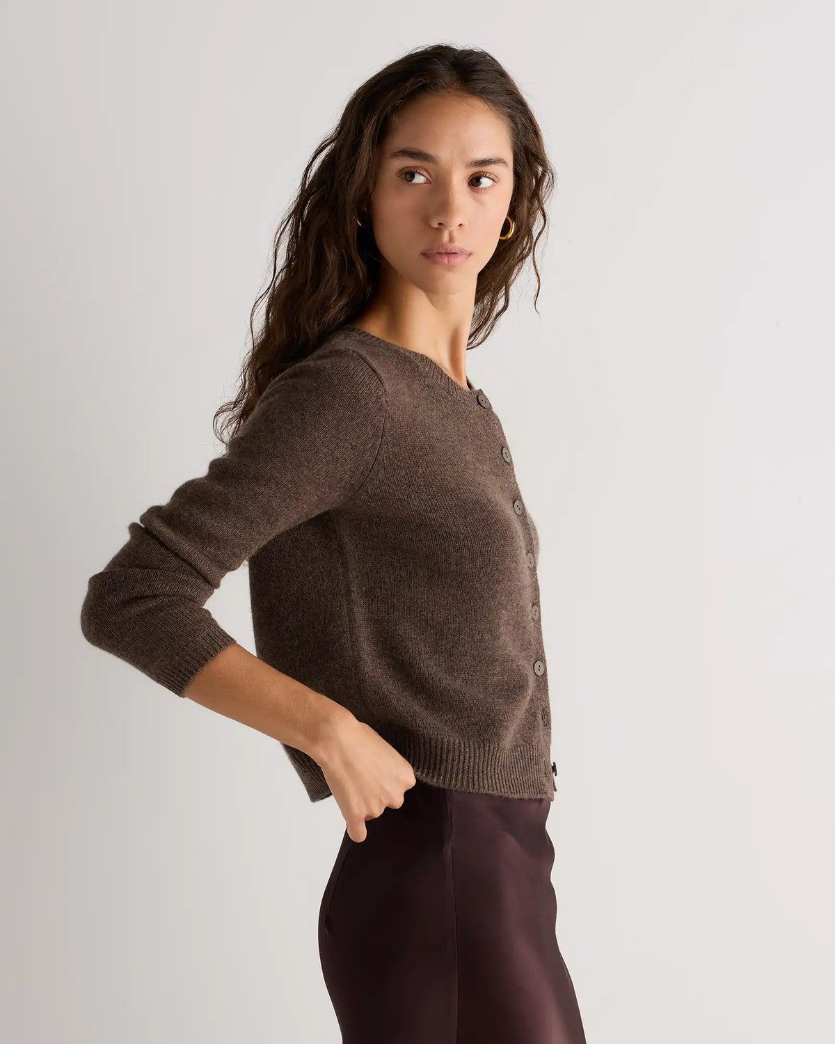 Mongolian Cashmere Cropped Crew Cardigan