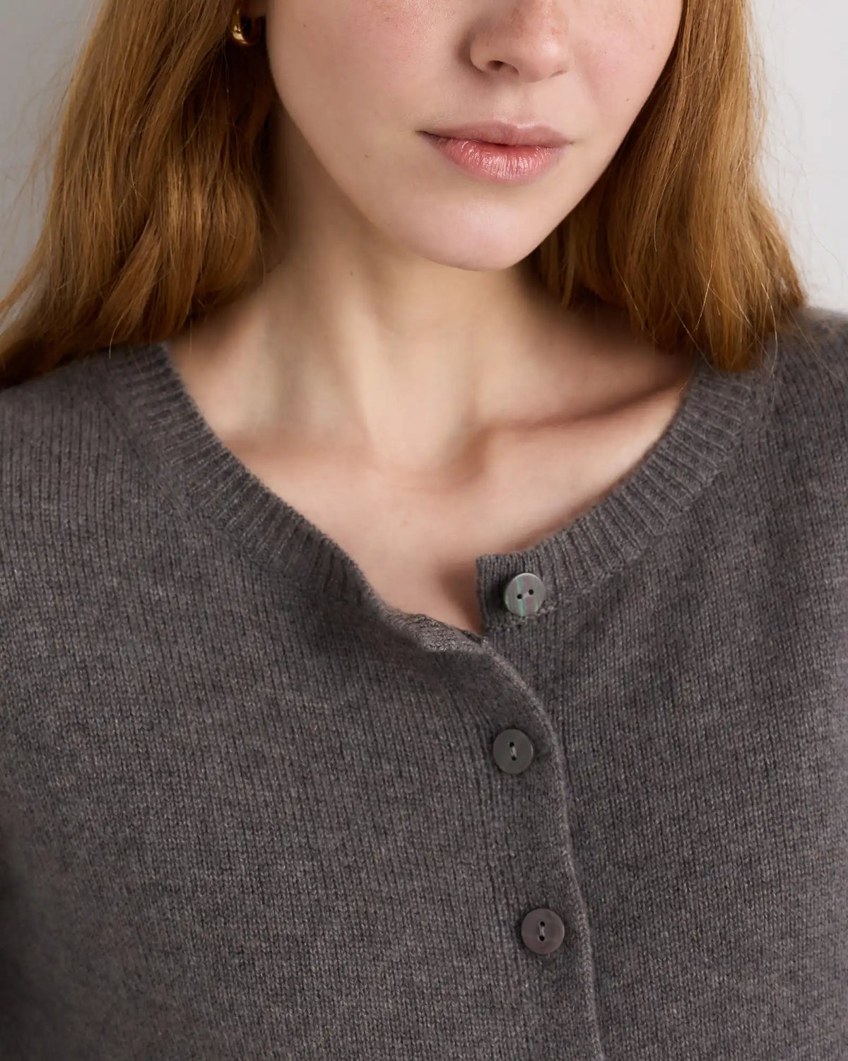 Mongolian Cashmere Cropped Crew Cardigan