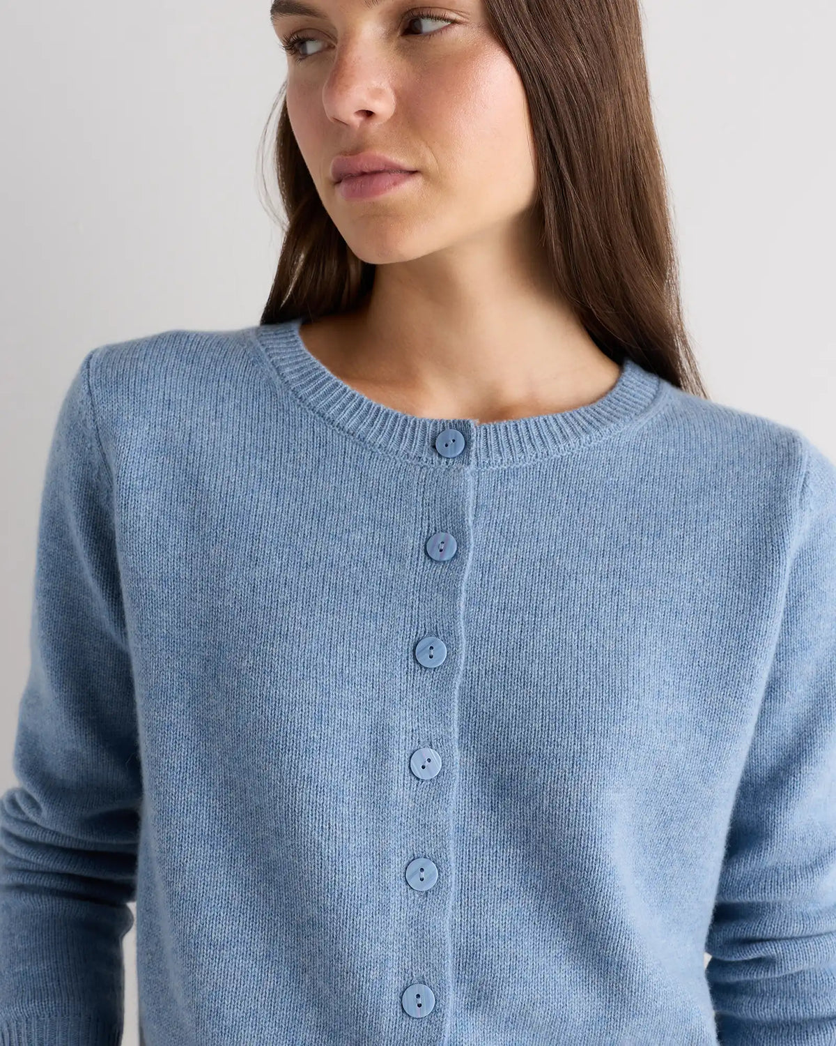 Mongolian Cashmere Cropped Crew Cardigan