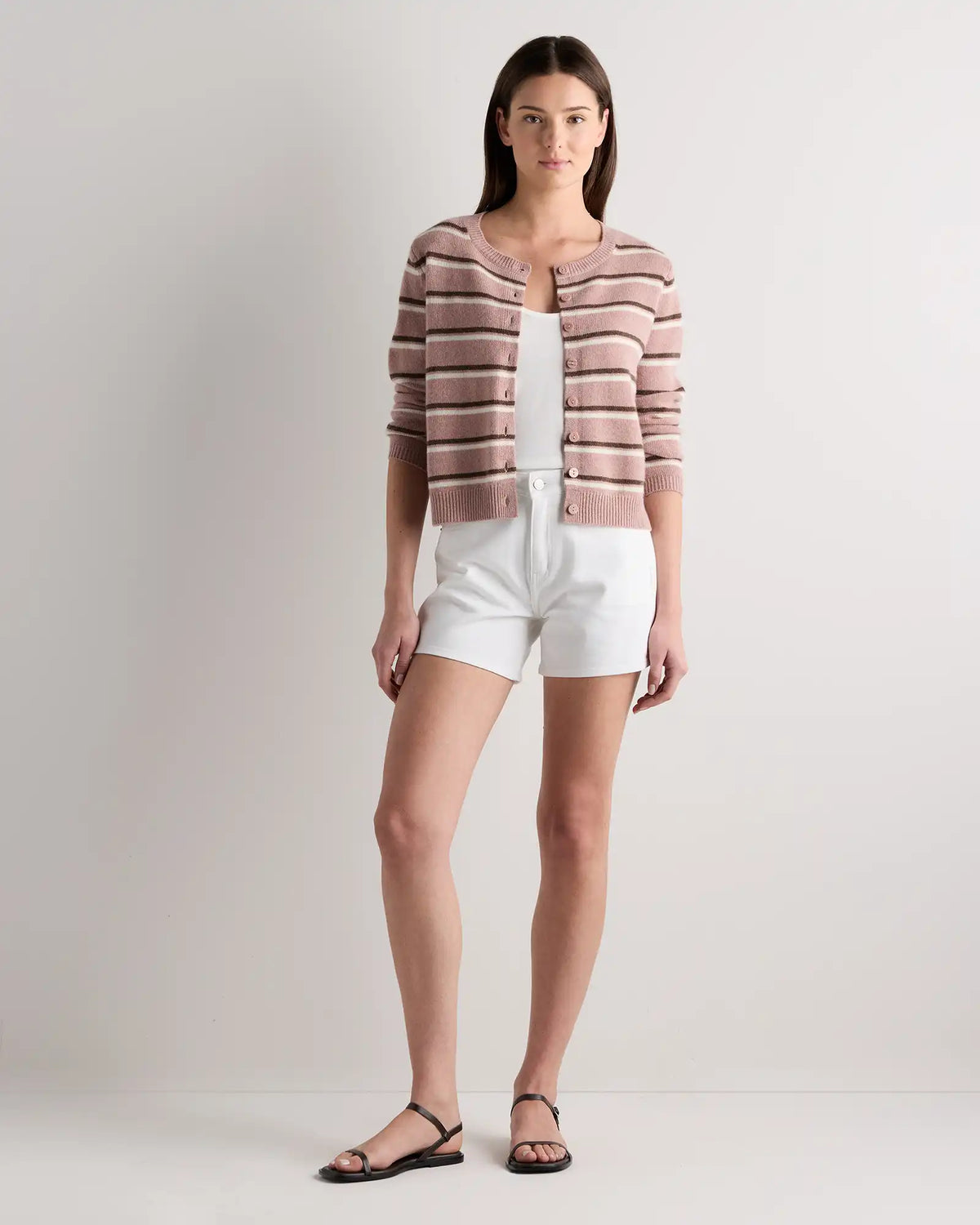 Mongolian Cashmere Cropped Crew Cardigan