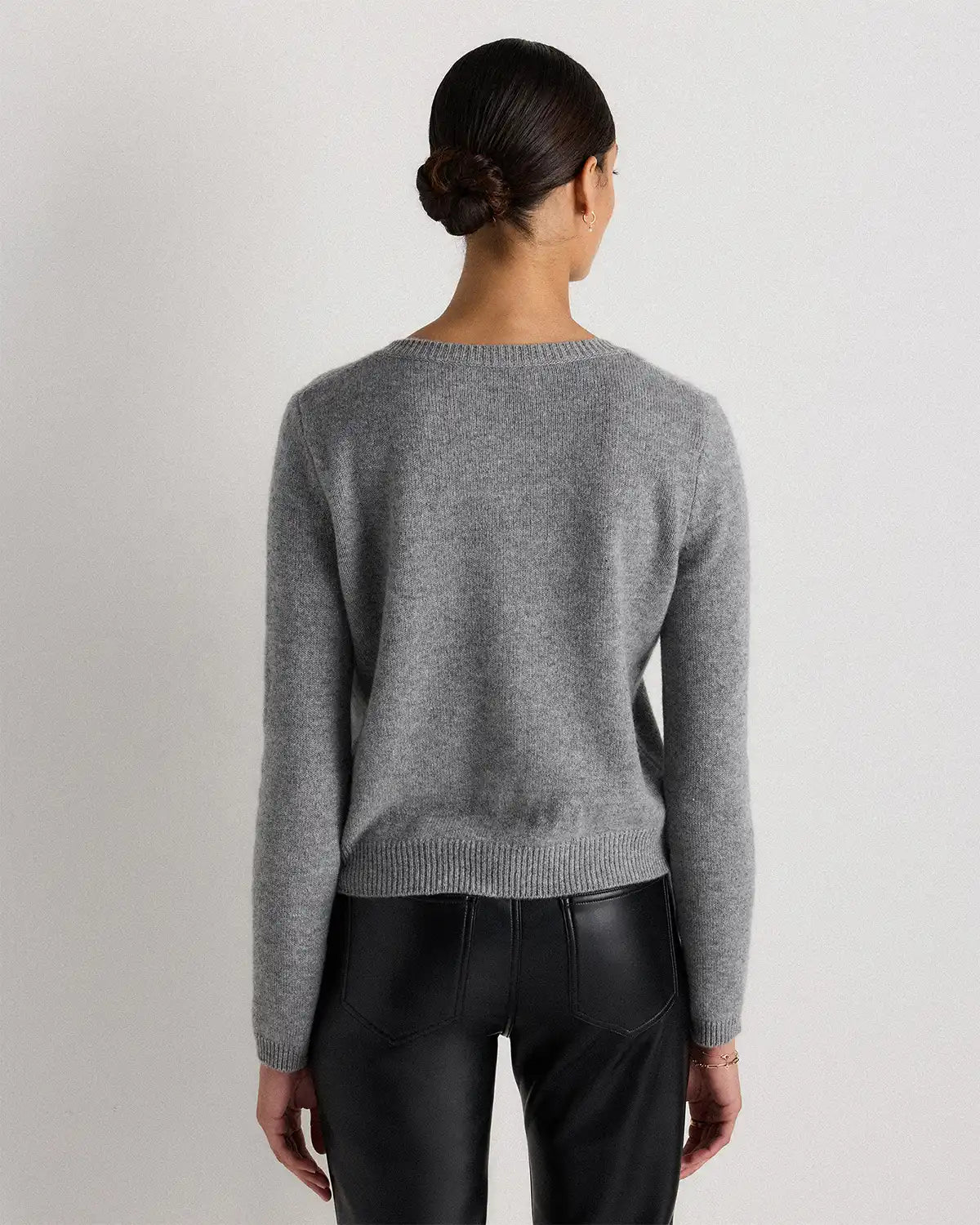 Mongolian Cashmere Cropped Crew Cardigan
