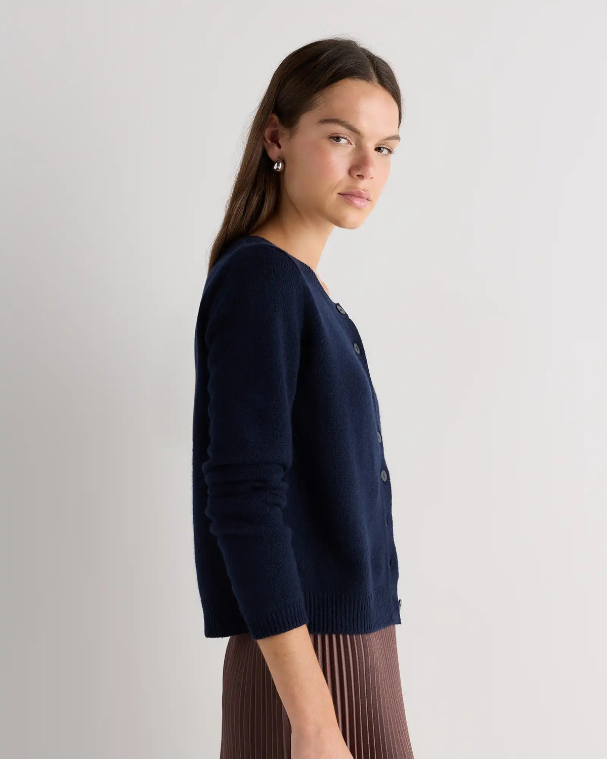 Mongolian Cashmere Cropped Crew Cardigan