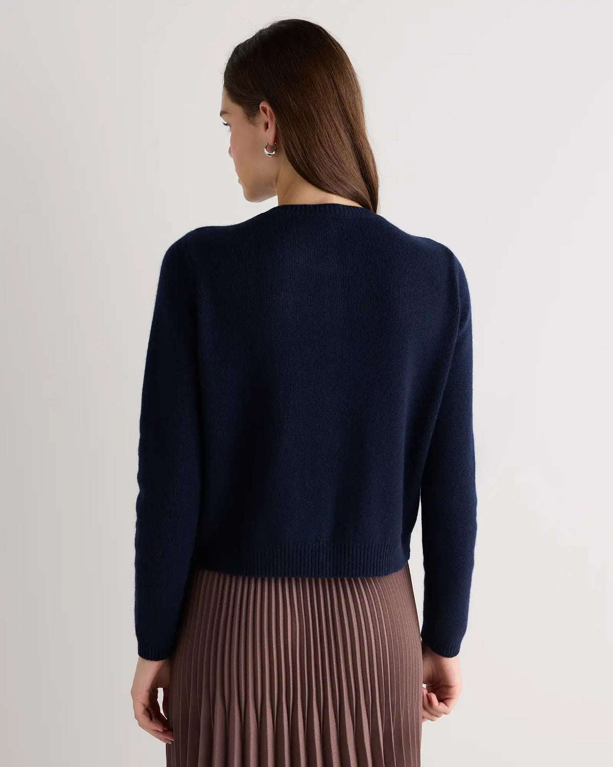Mongolian Cashmere Cropped Crew Cardigan