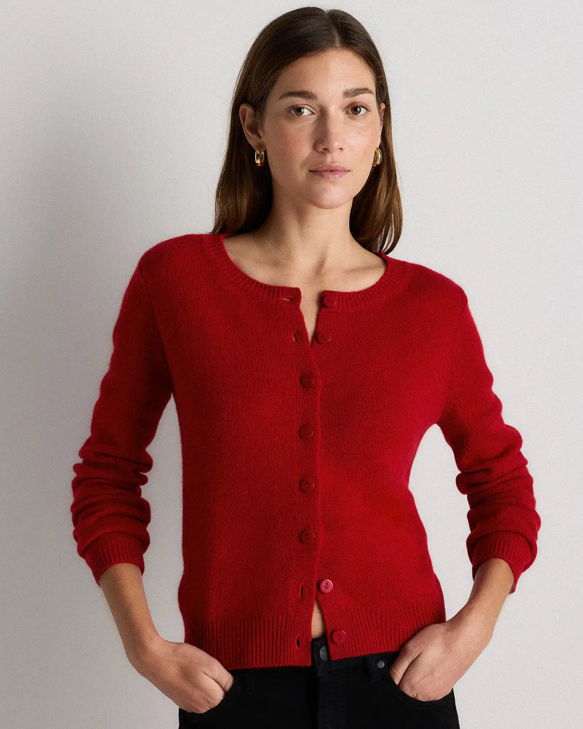 Mongolian Cashmere Cropped Crew Cardigan
