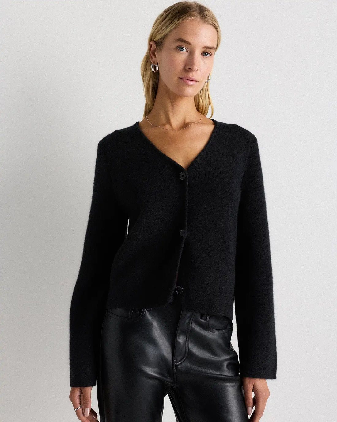 Mongolian Cashmere Structured V-Neck Cardigan
