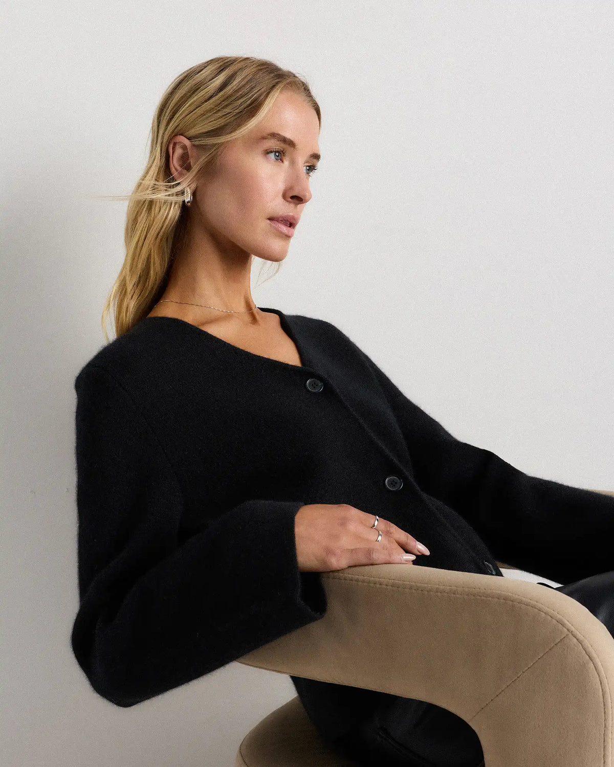 Mongolian Cashmere Structured V-Neck Cardigan
