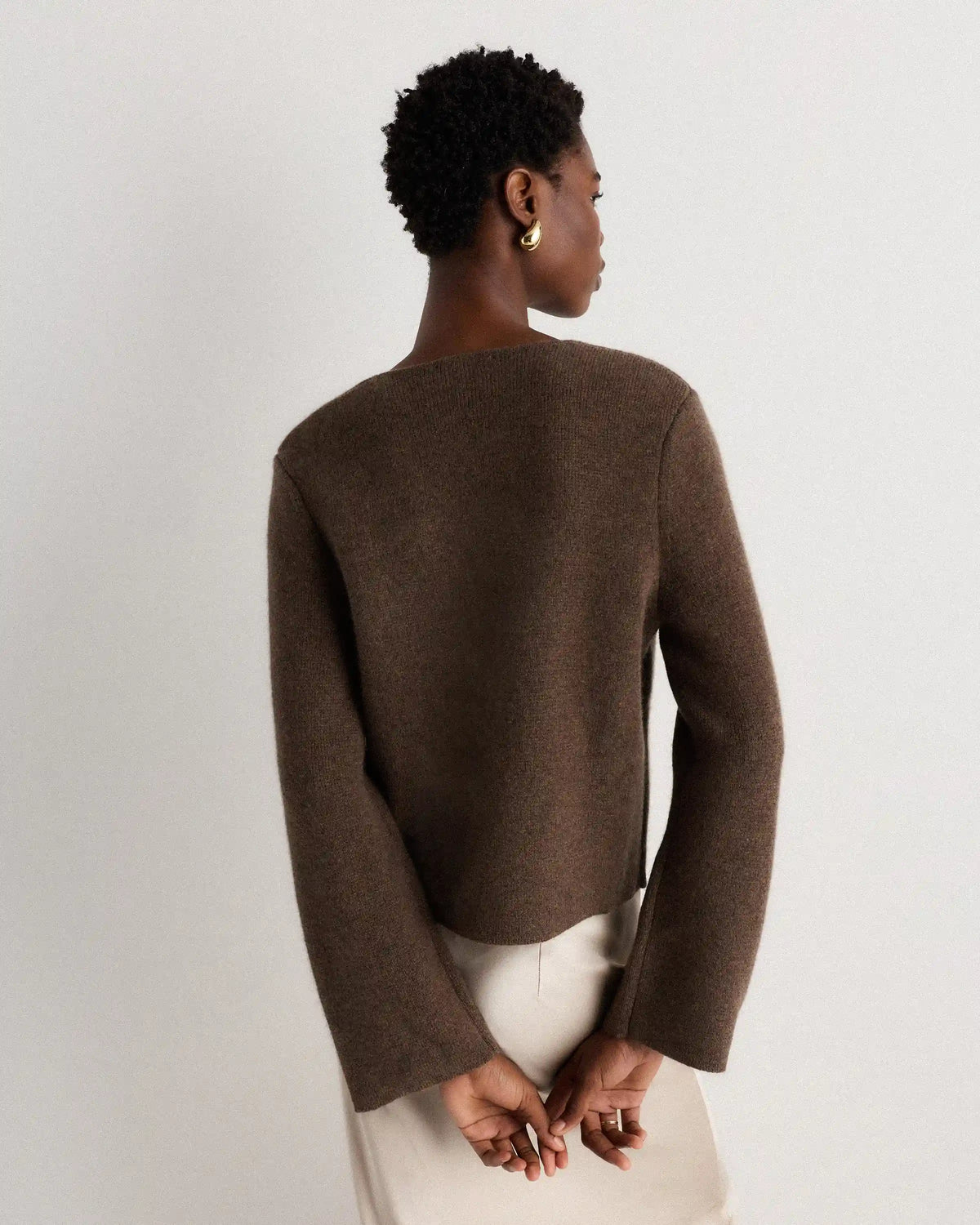 Mongolian Cashmere Structured V-Neck Cardigan