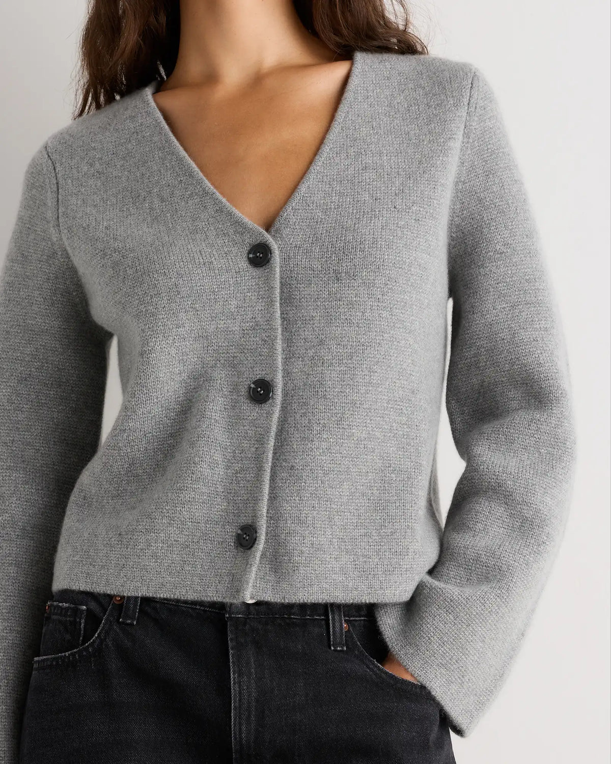 Mongolian Cashmere Structured V-Neck Cardigan