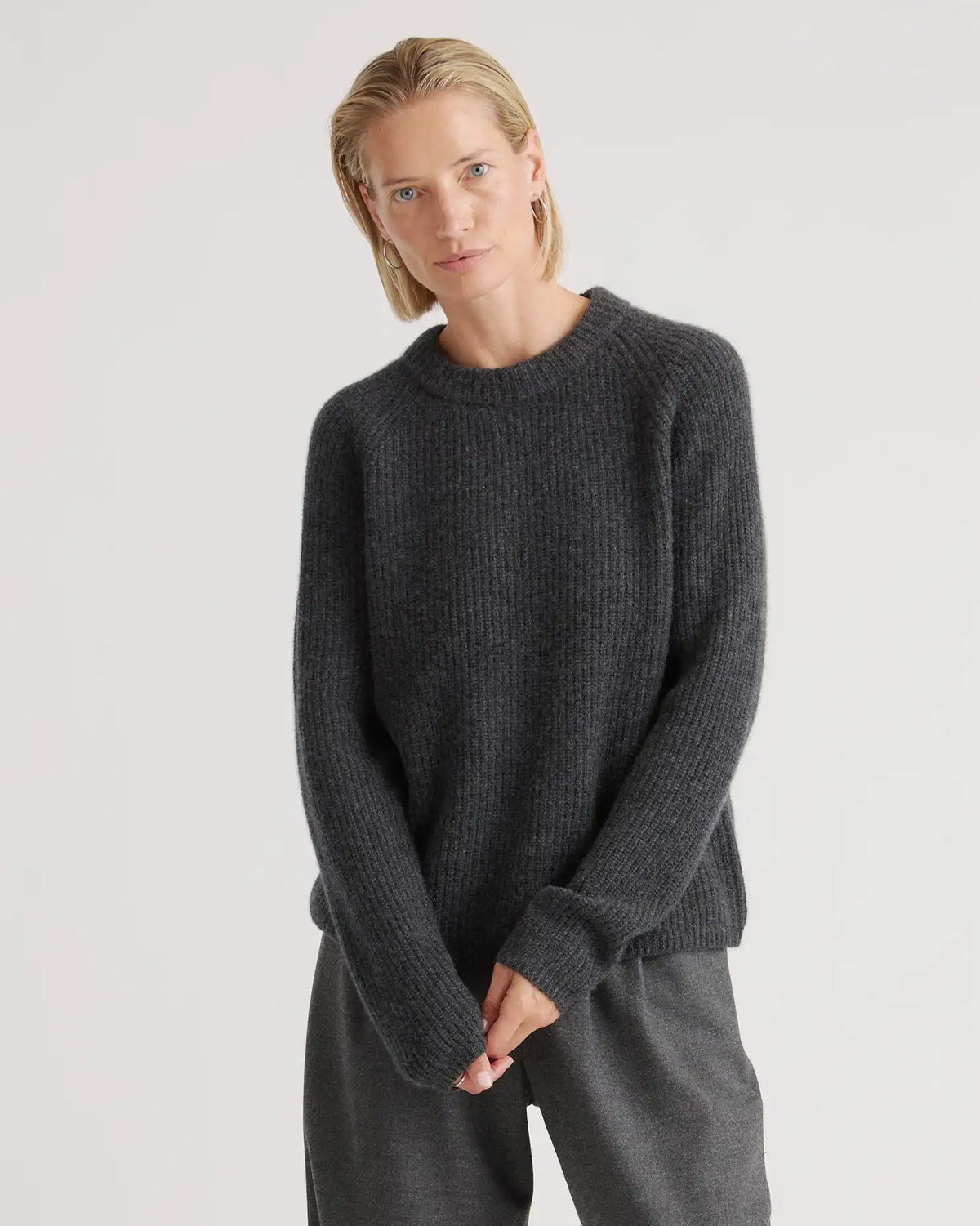 Mongolian Cashmere Fisherman Crewneck Sweater