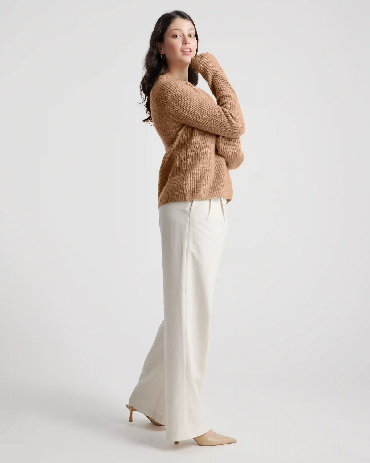 Mongolian Spring Cashmere Fisherman Crewneck Sweater